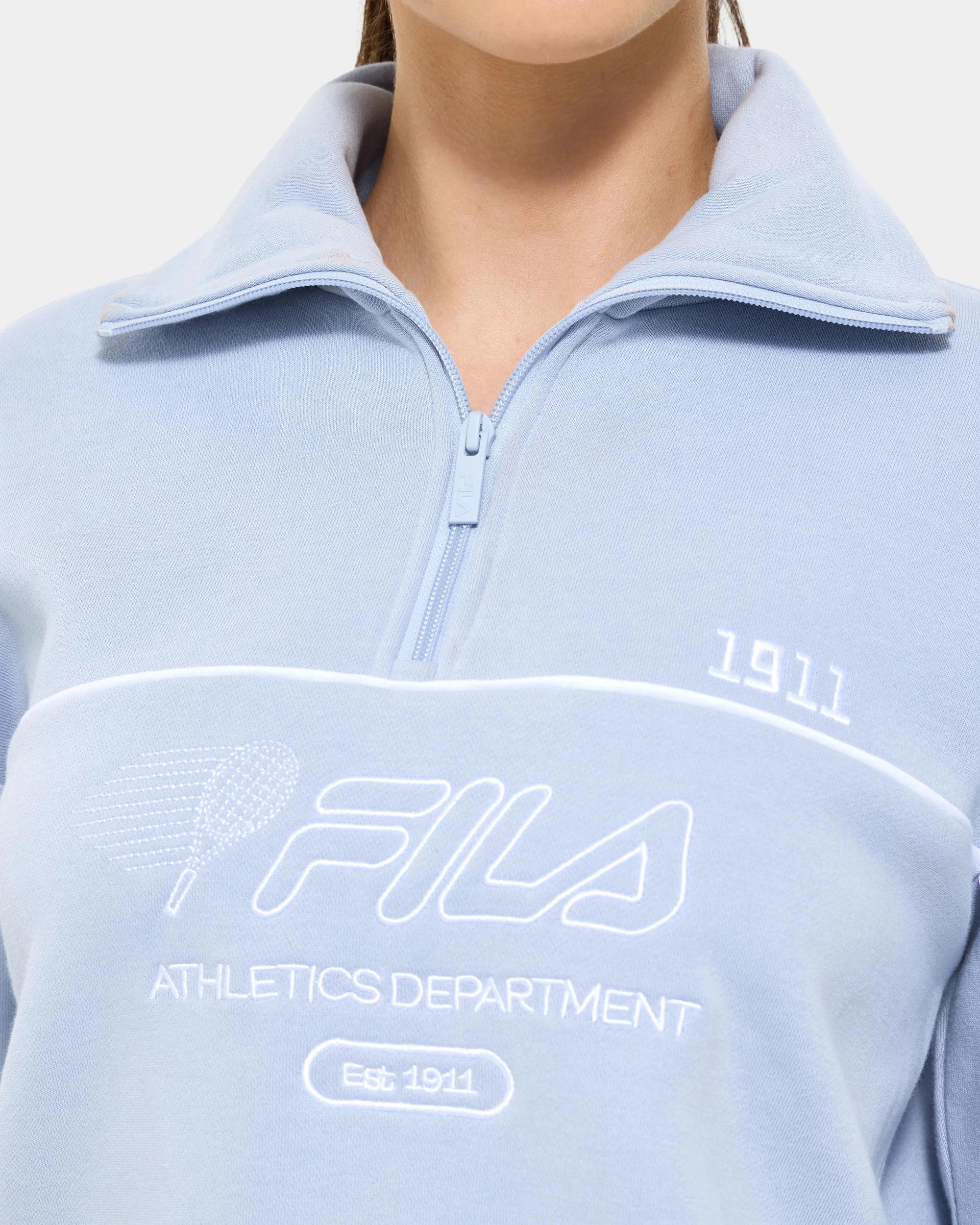 5 Fila Laila Quarter Zip Fleece Core Jumper ZEN BLUE, 5 of 6