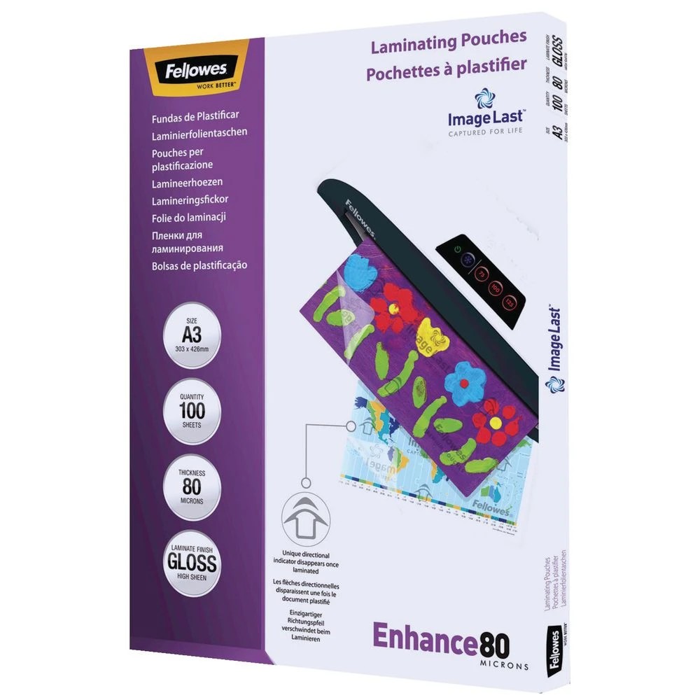 2 Fellowes Laminating Pouches A3 80 Micron 100 Pack, 2 of 4