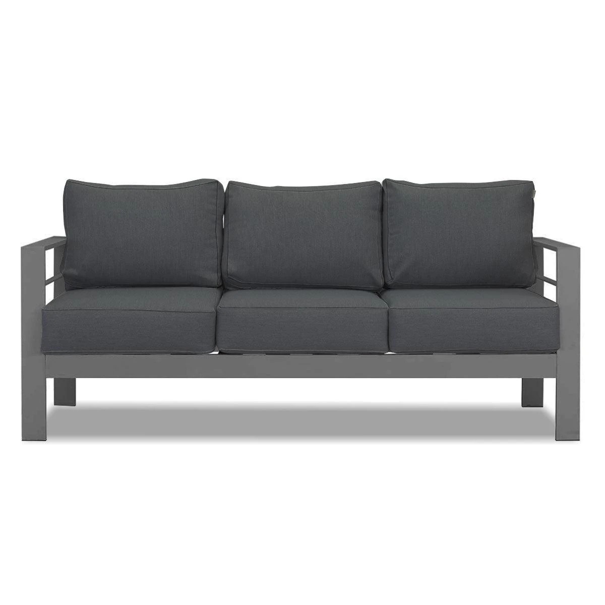 4 Moda Living Paris 5 Seater Charcoal Aluminium Sofa Lounge Set - Dark Grey Cushion - Charcoal, 4 of 7