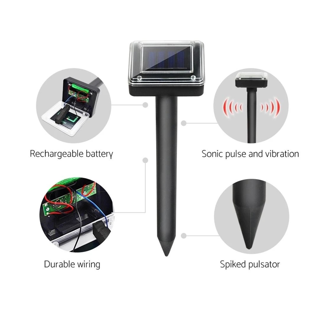 3 Gardeon Snake Repeller 20X Ultrasonic Solar Powe - Black, 3 of 5