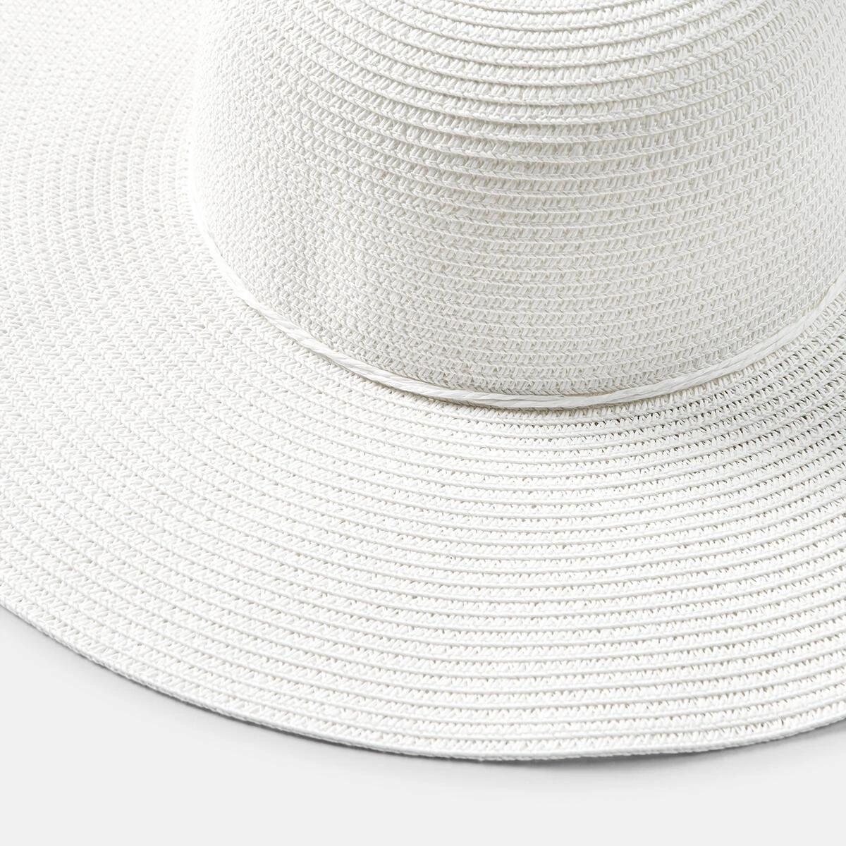 3 Ribbon Trim Wide Brim Hat White, 3 of 4