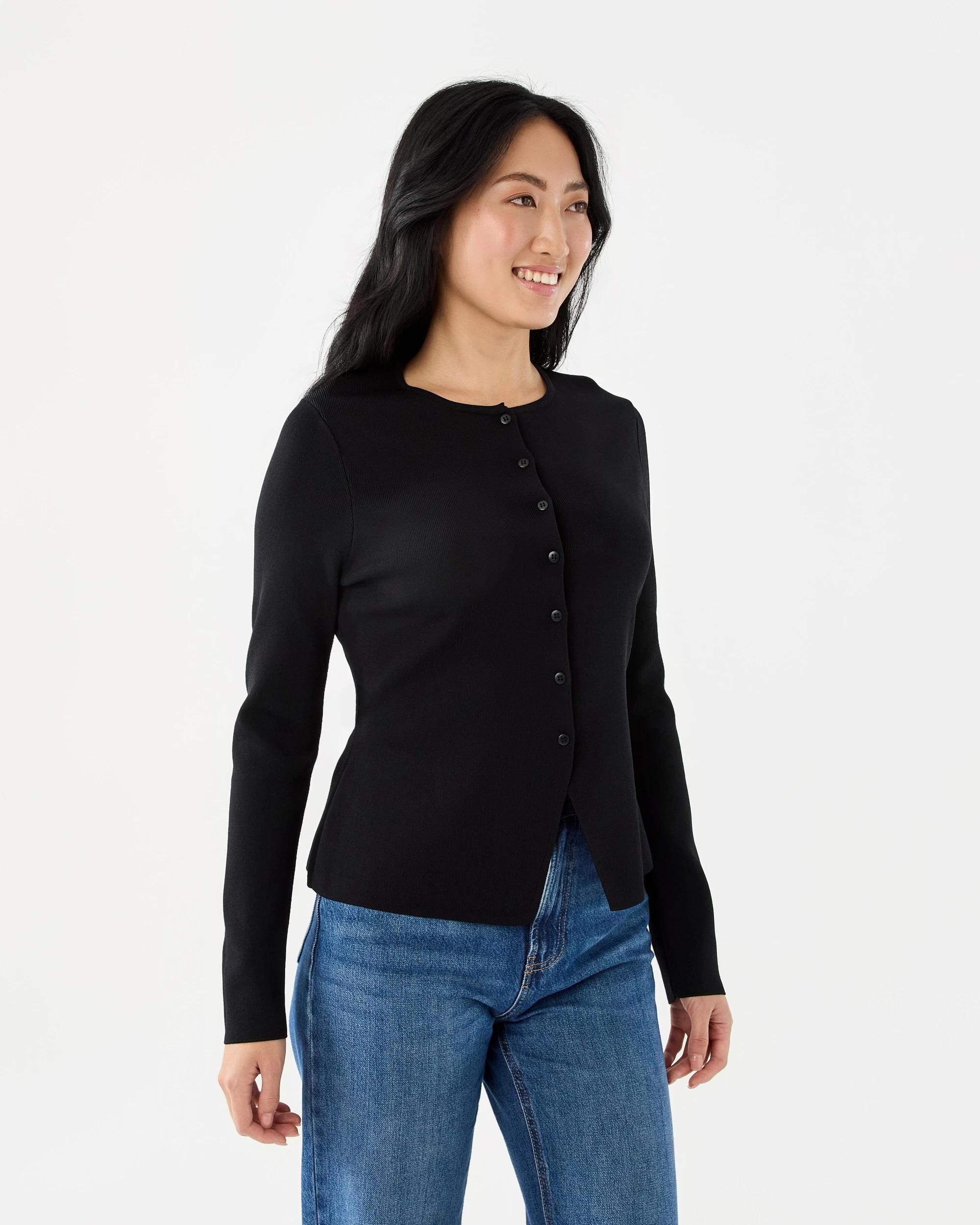 2 Long Sleeve Cinched Top Black, 2 of 7