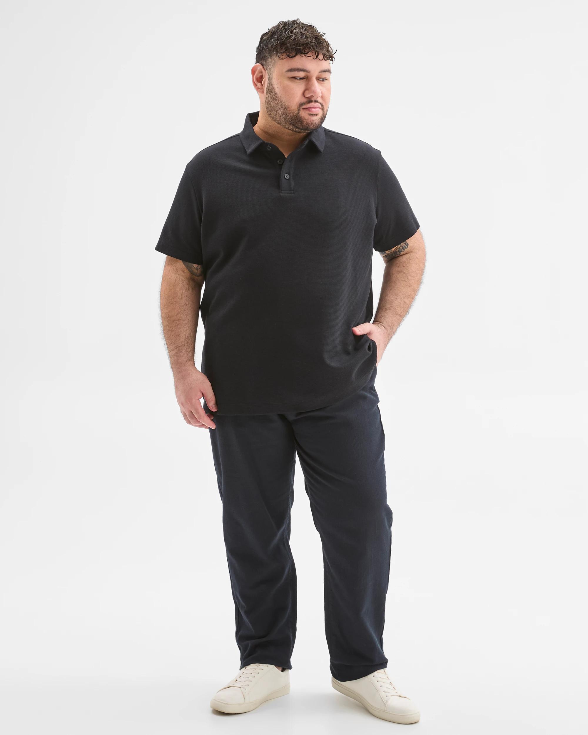 2 Target Plus Size Australian Cotton Blend Textured Polo Top BLACK, 2 of 6