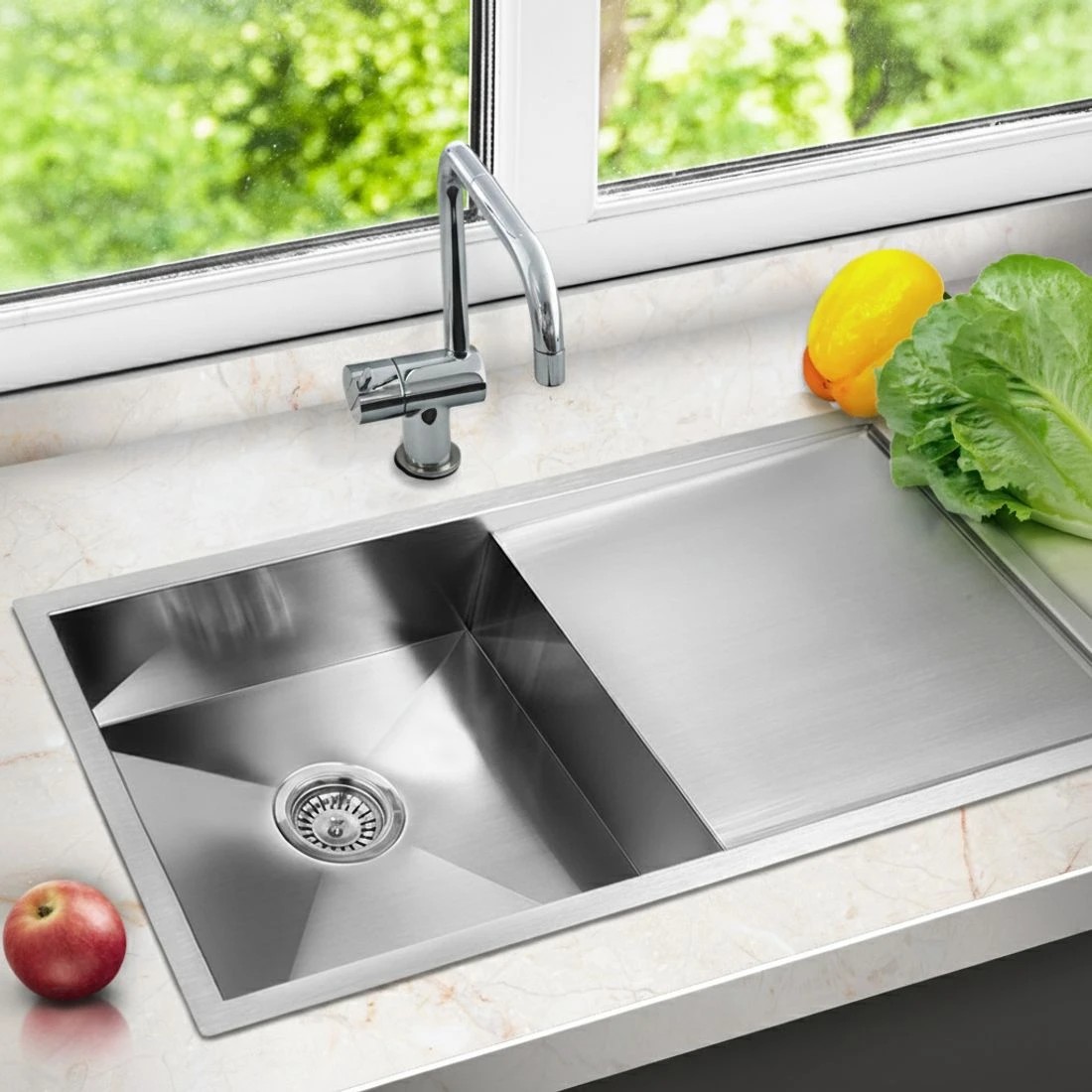 5 Cefito Kitchen Sink 96X45CM Stainless Steel Basin Single Bowl - Silver, 5 of 6
