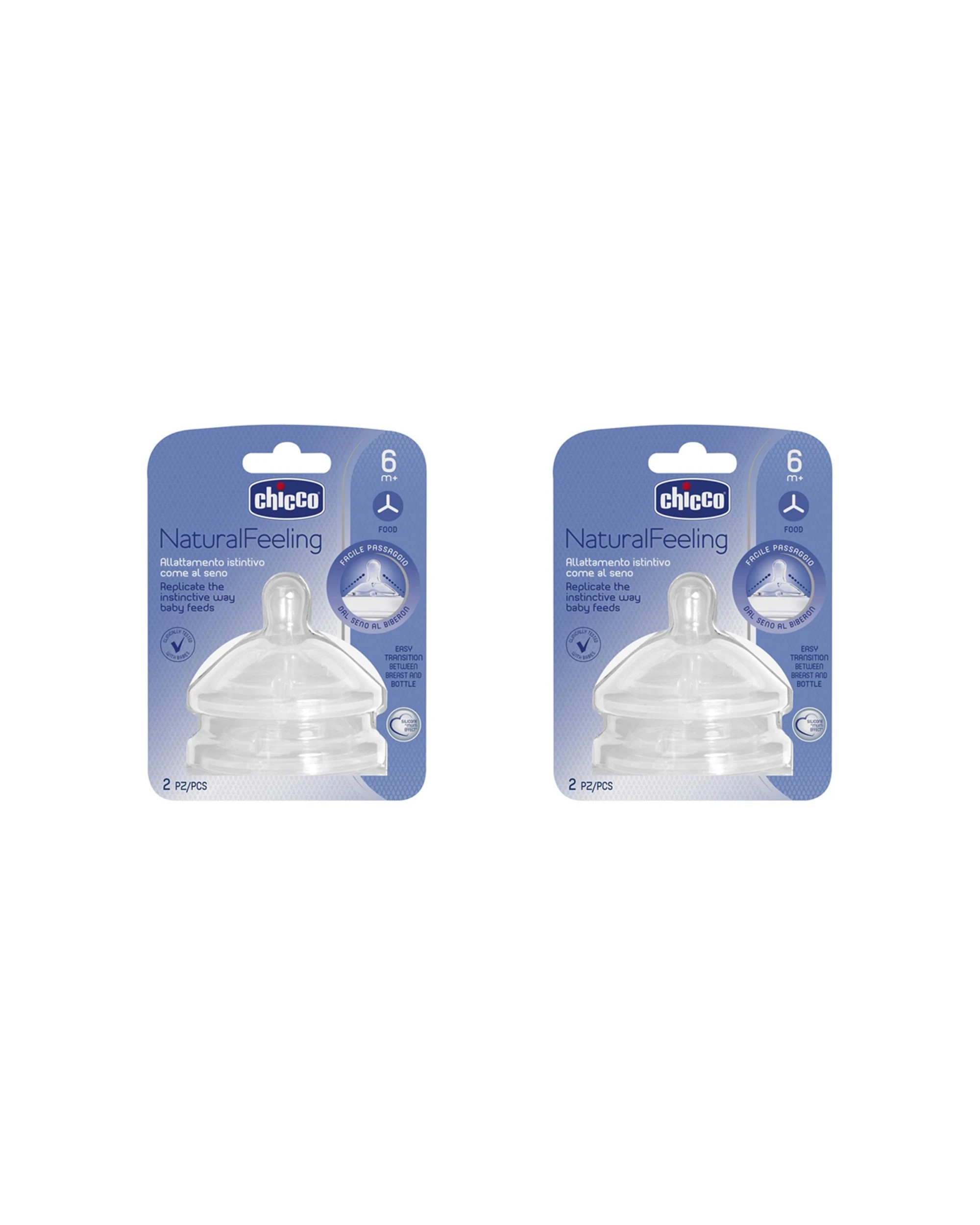 1 Chicco 2pc Nursing Baby NaturalFeeling Food Flow Silicone Teat Feeding - Multi, 1 of 2