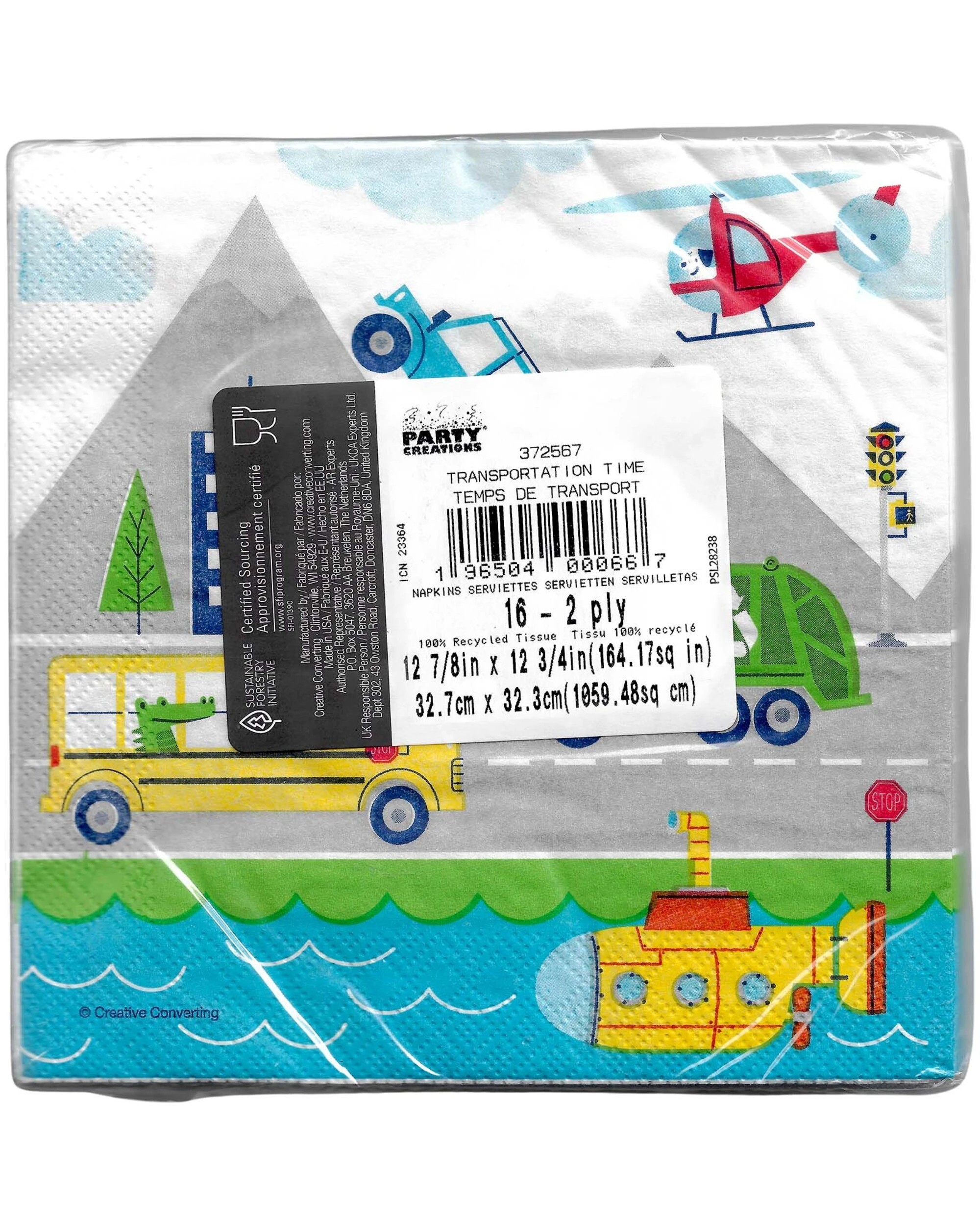 2 BA Transportation Time Large Paper Napkins Serviettes Pack of 16 - Multi, 2 of 2