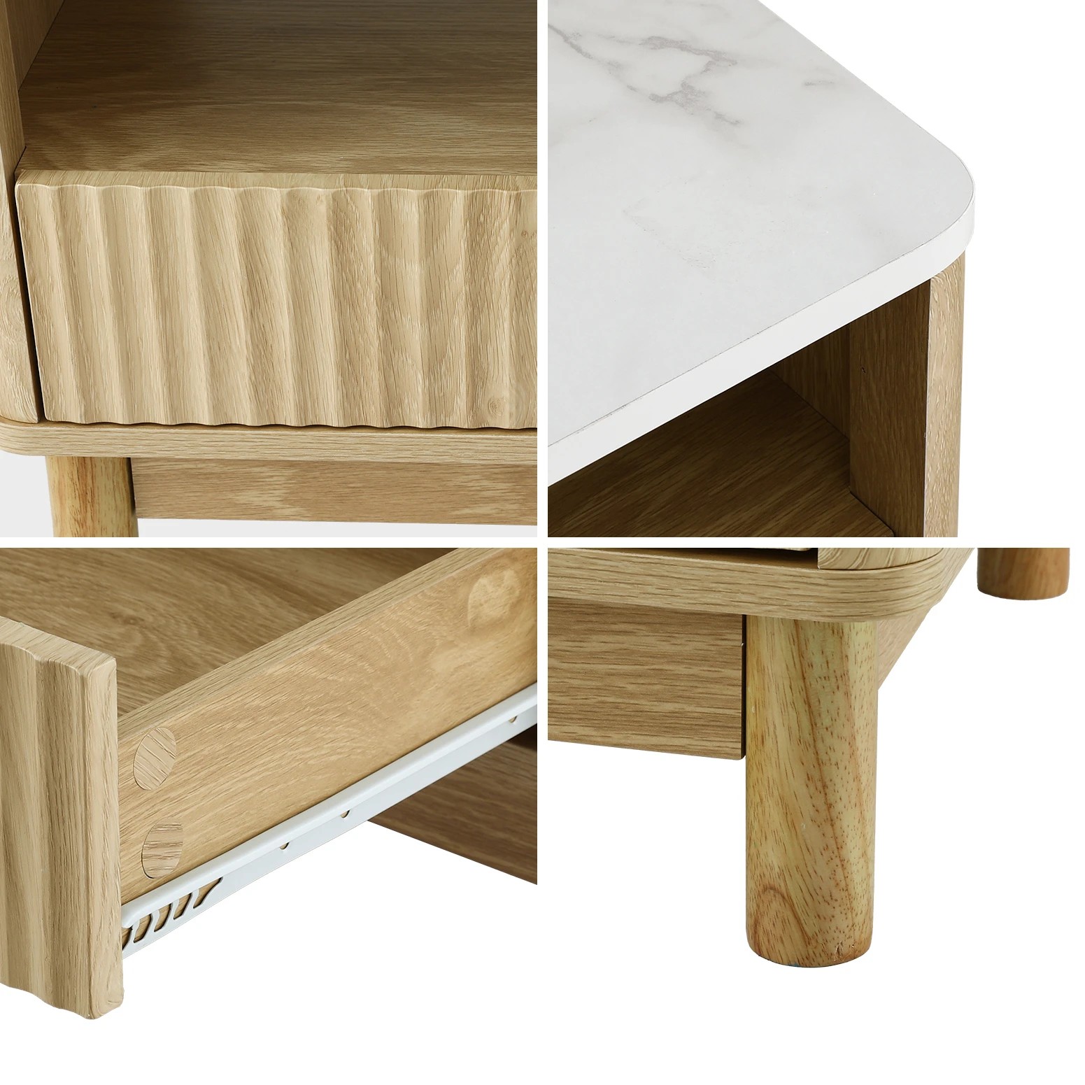 6 Artiss TV Unit & Coffee Table Set Storage Drawers - Natural, 6 of 8