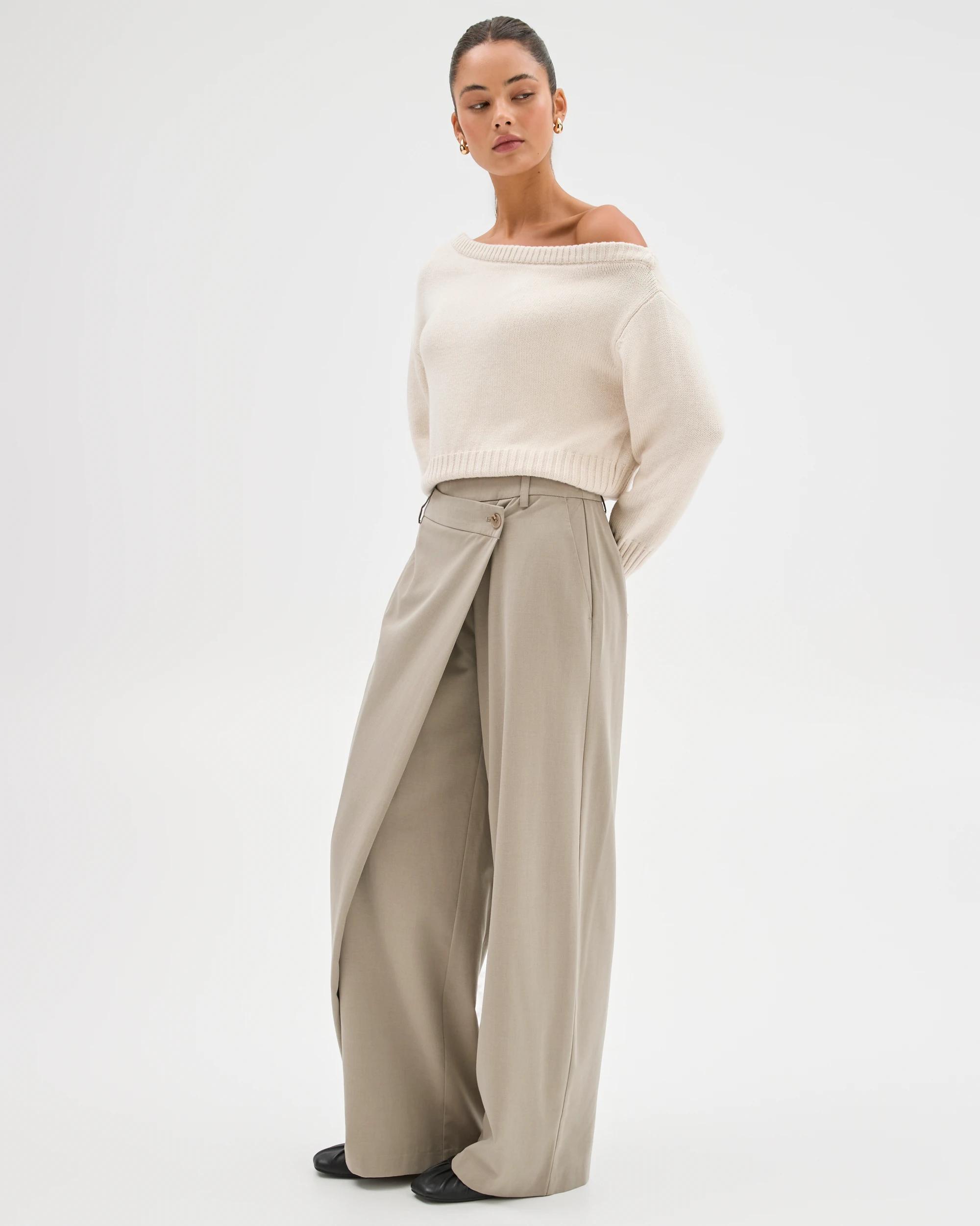 7 Lily Loves Wrap Front Tailored Pants LIGHT KHAKI, 7 of 8
