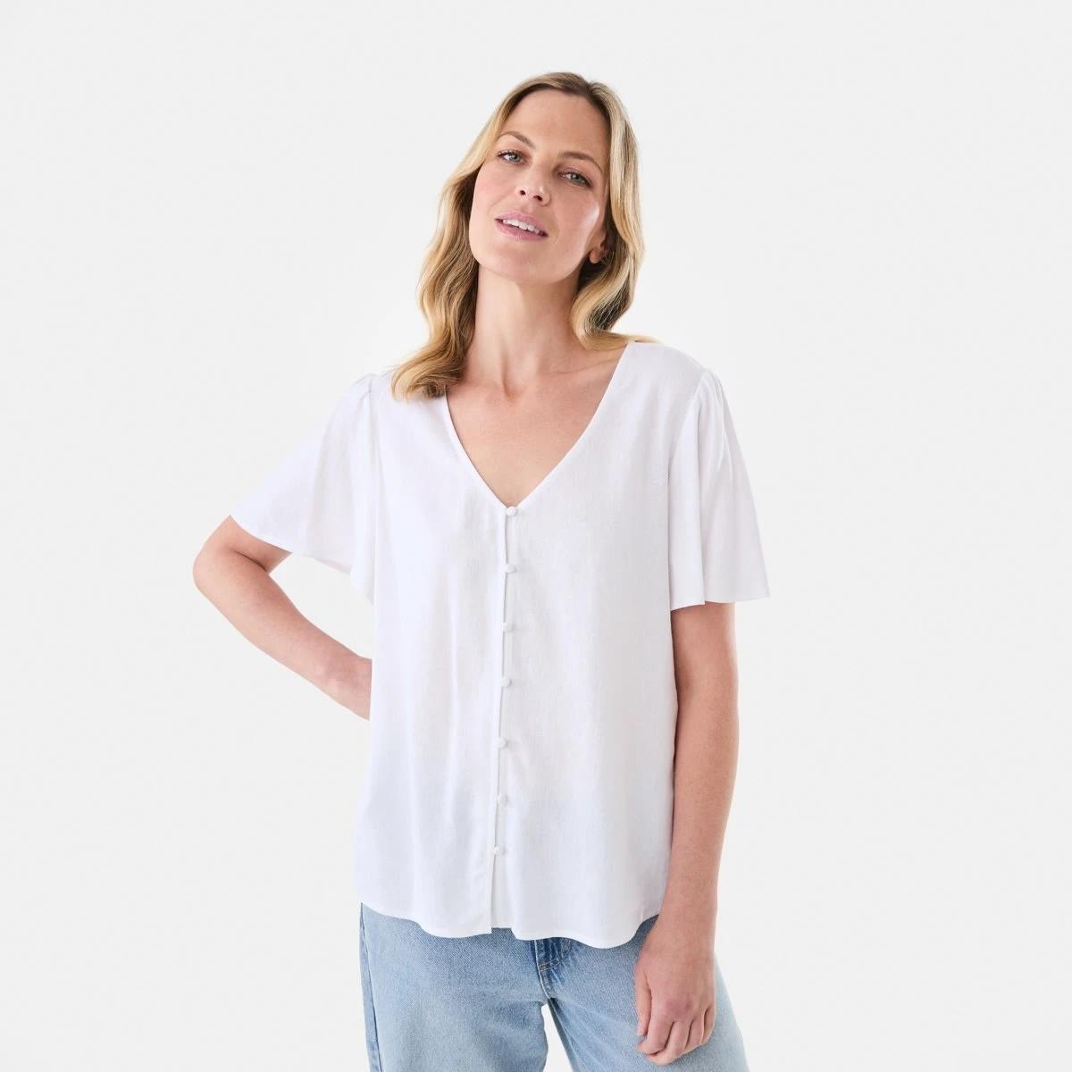 1 Short Sleeve Femme Top White, 1 of 5