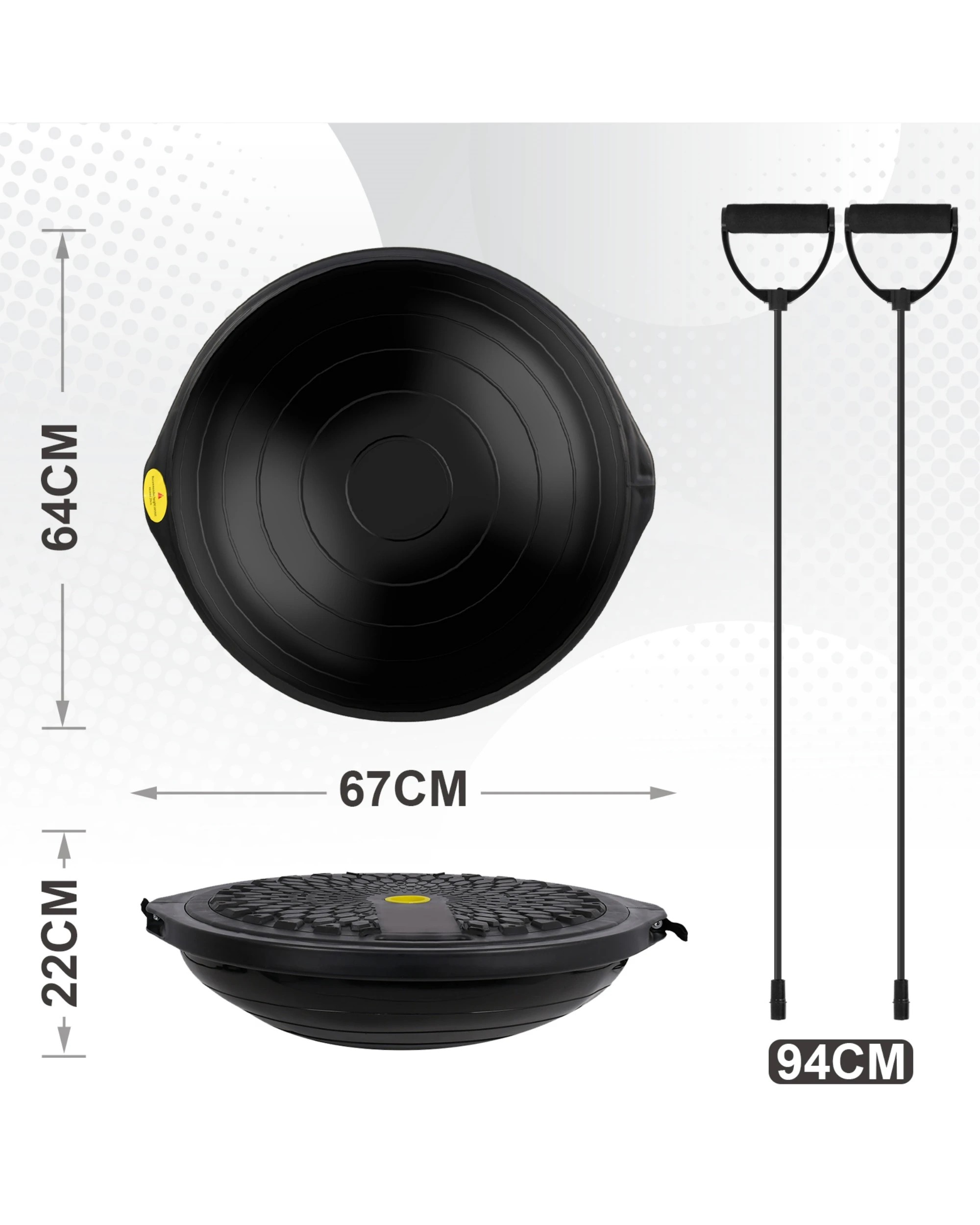 7 Advwin Half Ball Balance Trainer with Resistance Bands - Black, 7 of 7