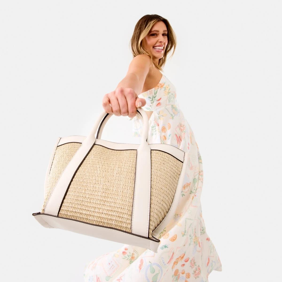 7 Mini Weave Tote Crossbody Bag Bone Beige, 7 of 8