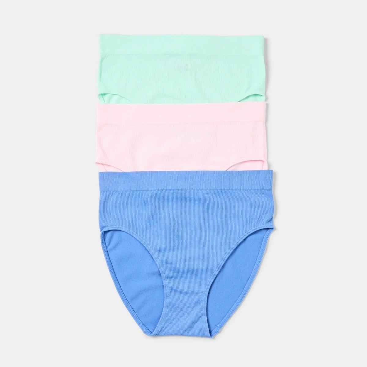1 3 Pack Rib Seamfree Full Briefs BLUE MARINE, BALLERINA, BRIGHT MINT, 1 of 8