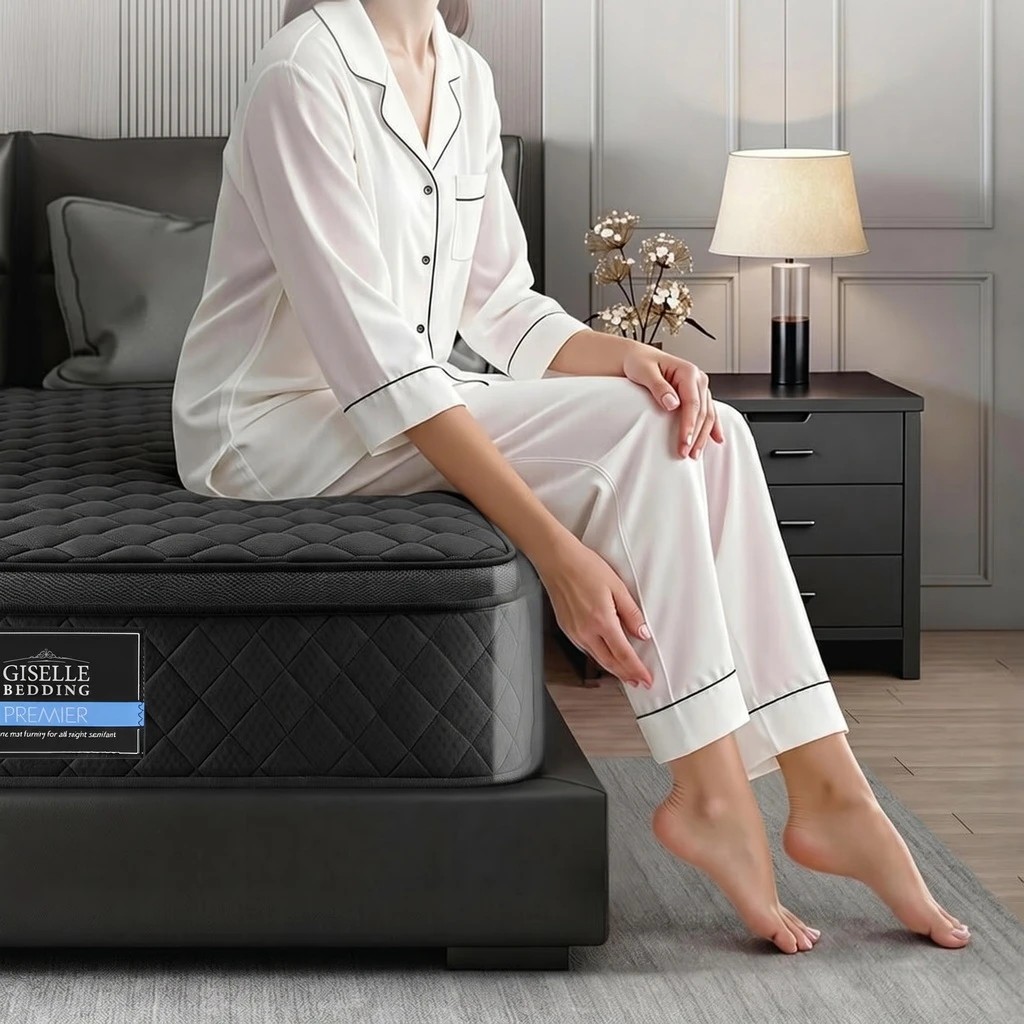 8 Giselle Bedding Mattress 34cm 5-Zone Pocket Spring Support - King Single Bed - Black, 8 of 9