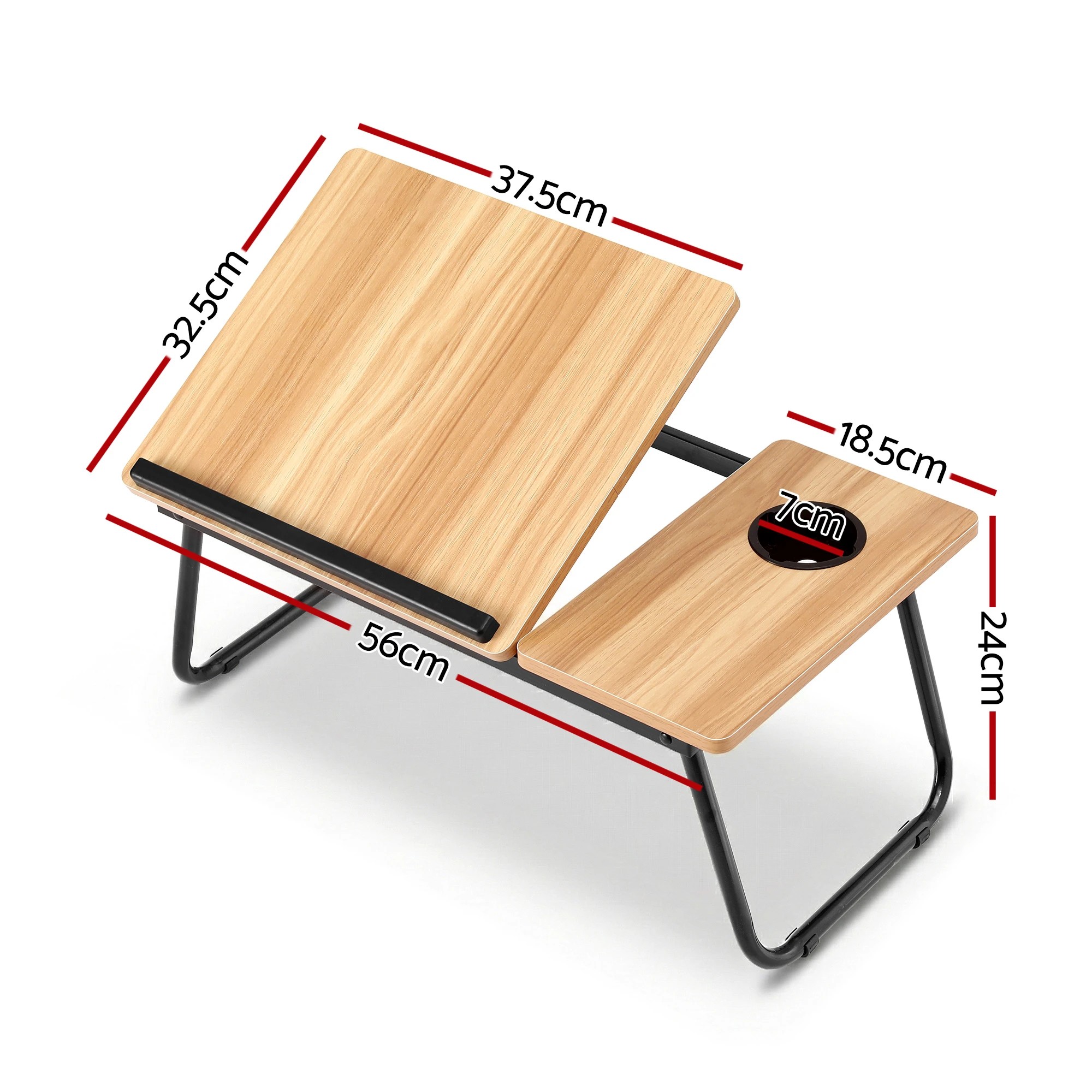 2 Artiss Laptop Desk Bed Table Foldable Portable Desktop Oak - Multi, 2 of 3