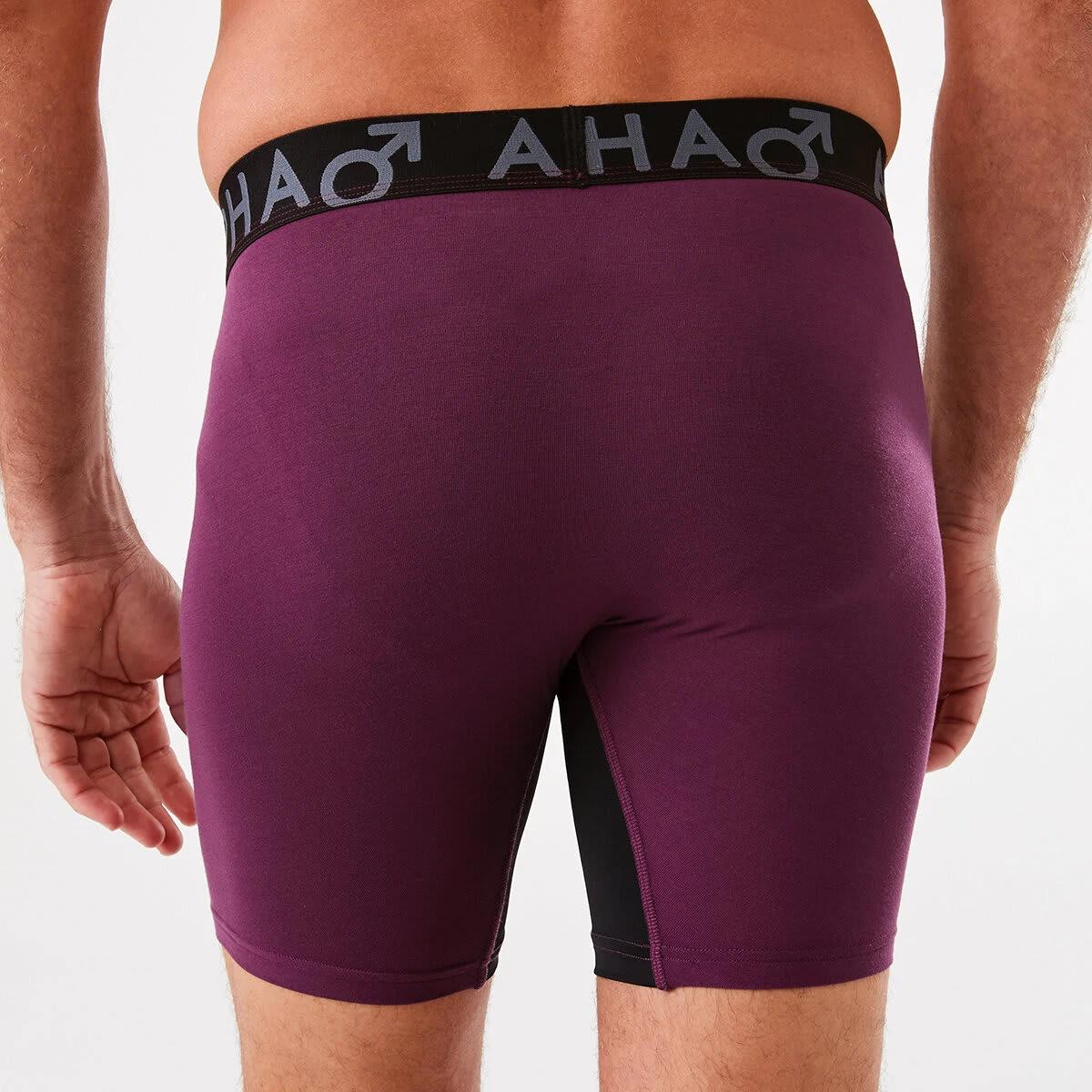 3 Bamboo Mid Length Trunks with Glide Panels Plum, 3 of 5