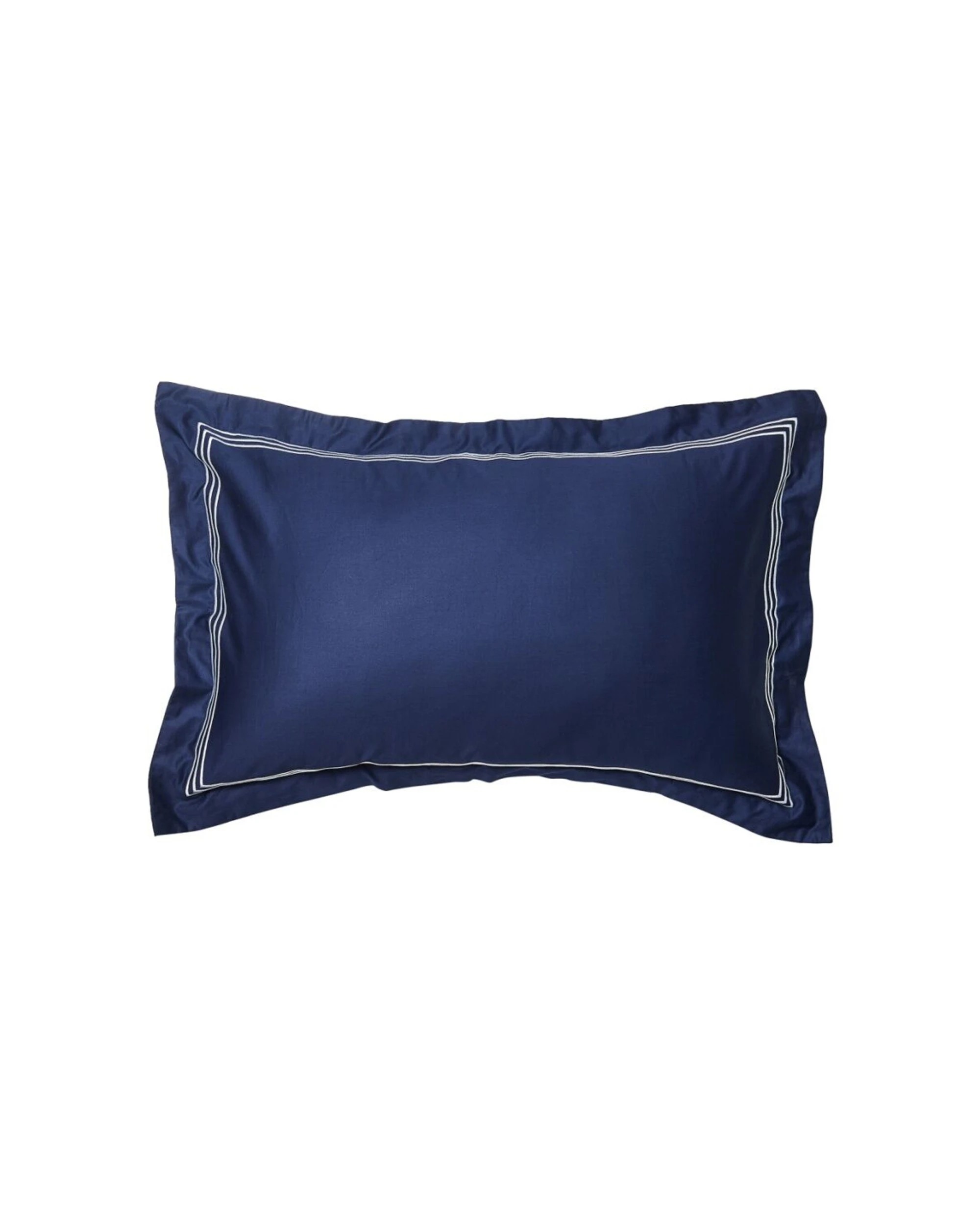 1 Grosvenor House 500TC Hotel Embroidered Tailored Pillowcase With White - Blue, 1 of 3