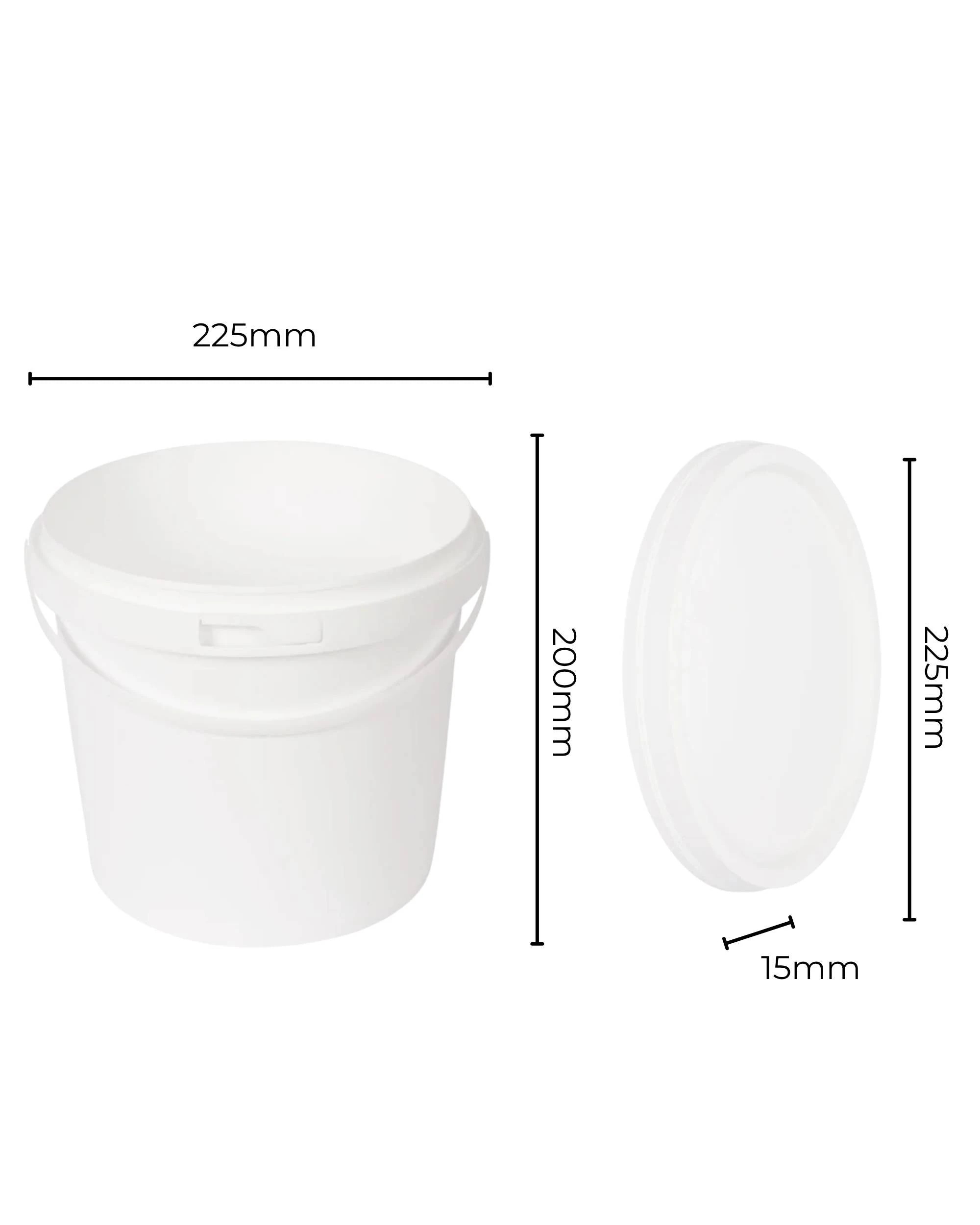 3 Kitchee 10x 1.2L Plastic Buckets + Lids - Empty Food Grade Tub Handle White, 3 of 3