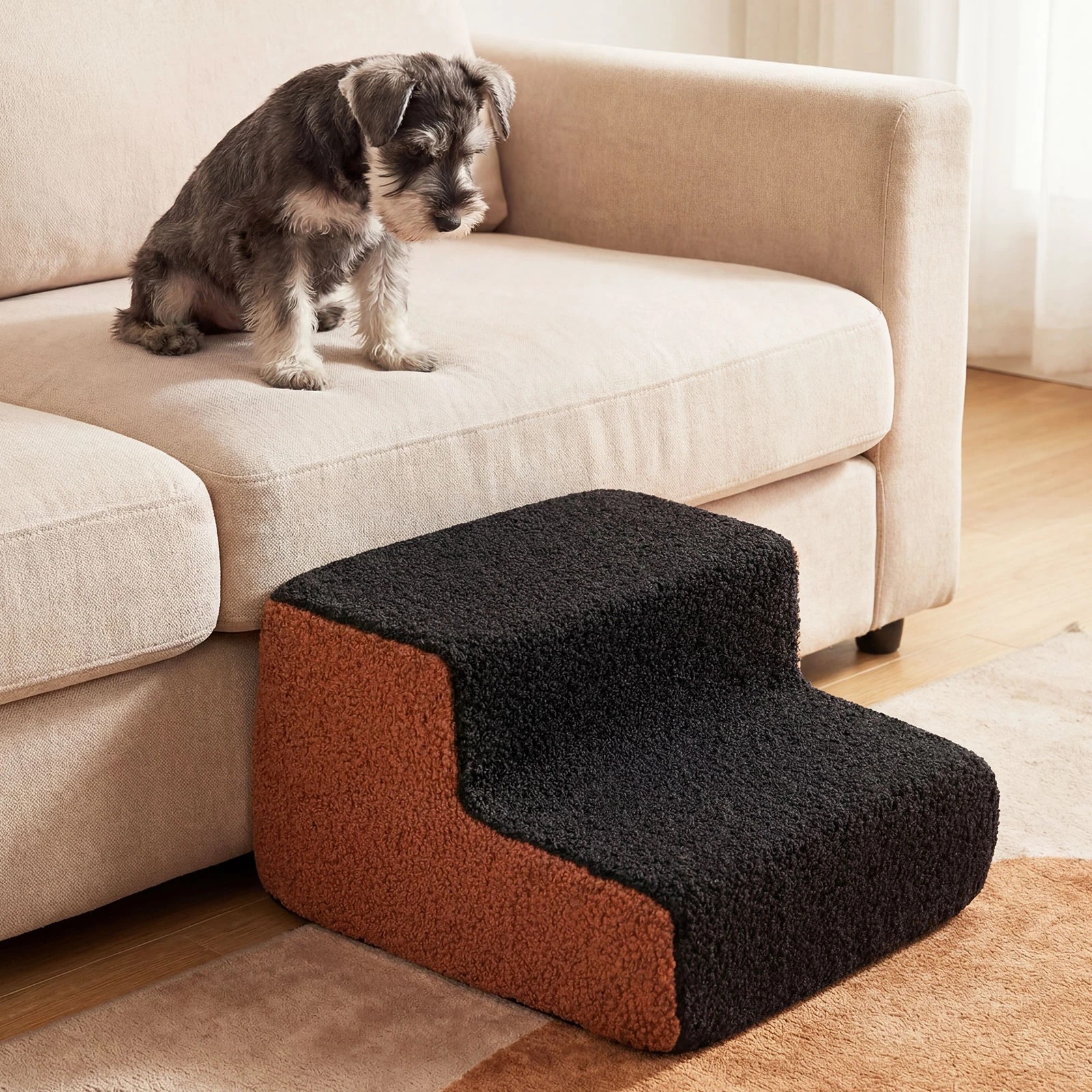 5 Costway 2-Tier Foam Dog Ramp Soft Doggy Ladder Non-Slip Bottom - Black, 5 of 7