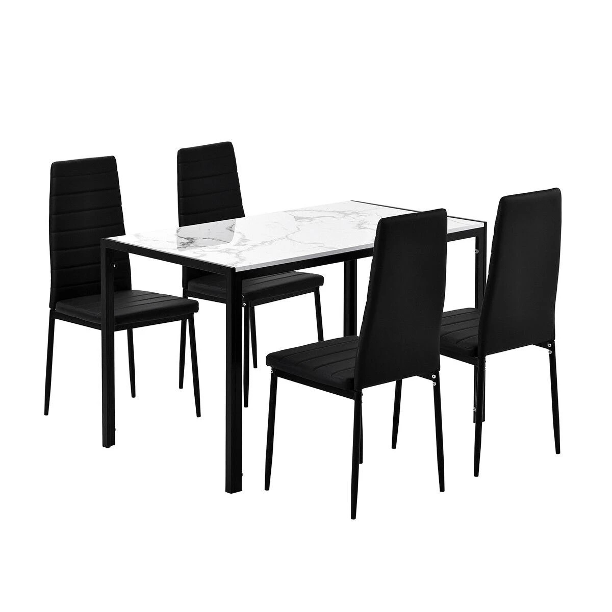 1 Ausway Marble Dining Table Set 4 Chairs Faux Marble Large Glossy Desk, 1 of 7