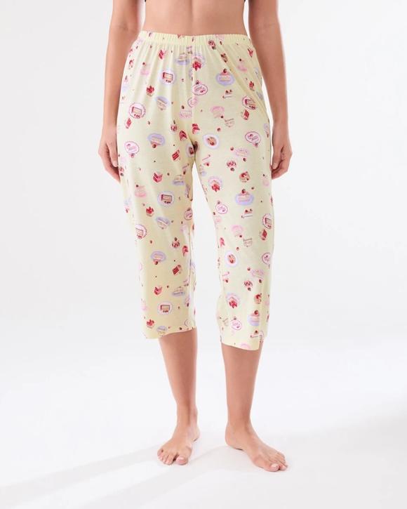 3/4 Cotton Print Knit Pants