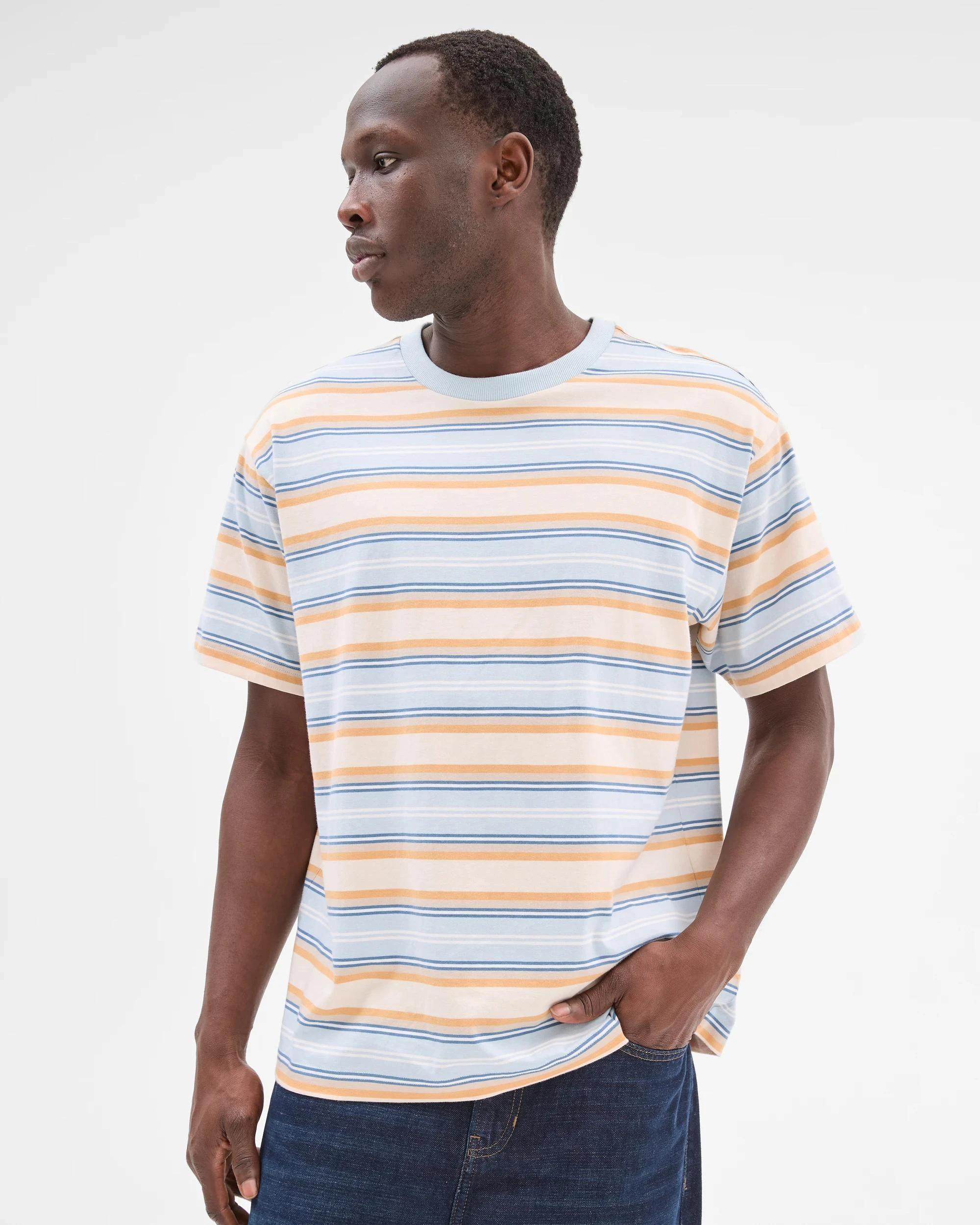 1 Australian Cotton Heavy Core T-Shirt- Commons BLUE / STRIPE, 1 of 7