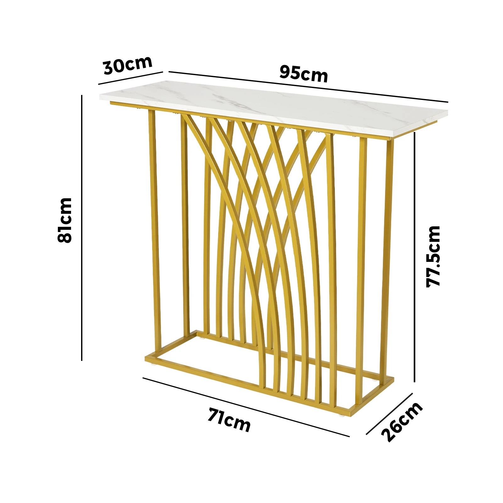 2 Oikiture Console Table Hallway Entry Desk - Gold, 2 of 9