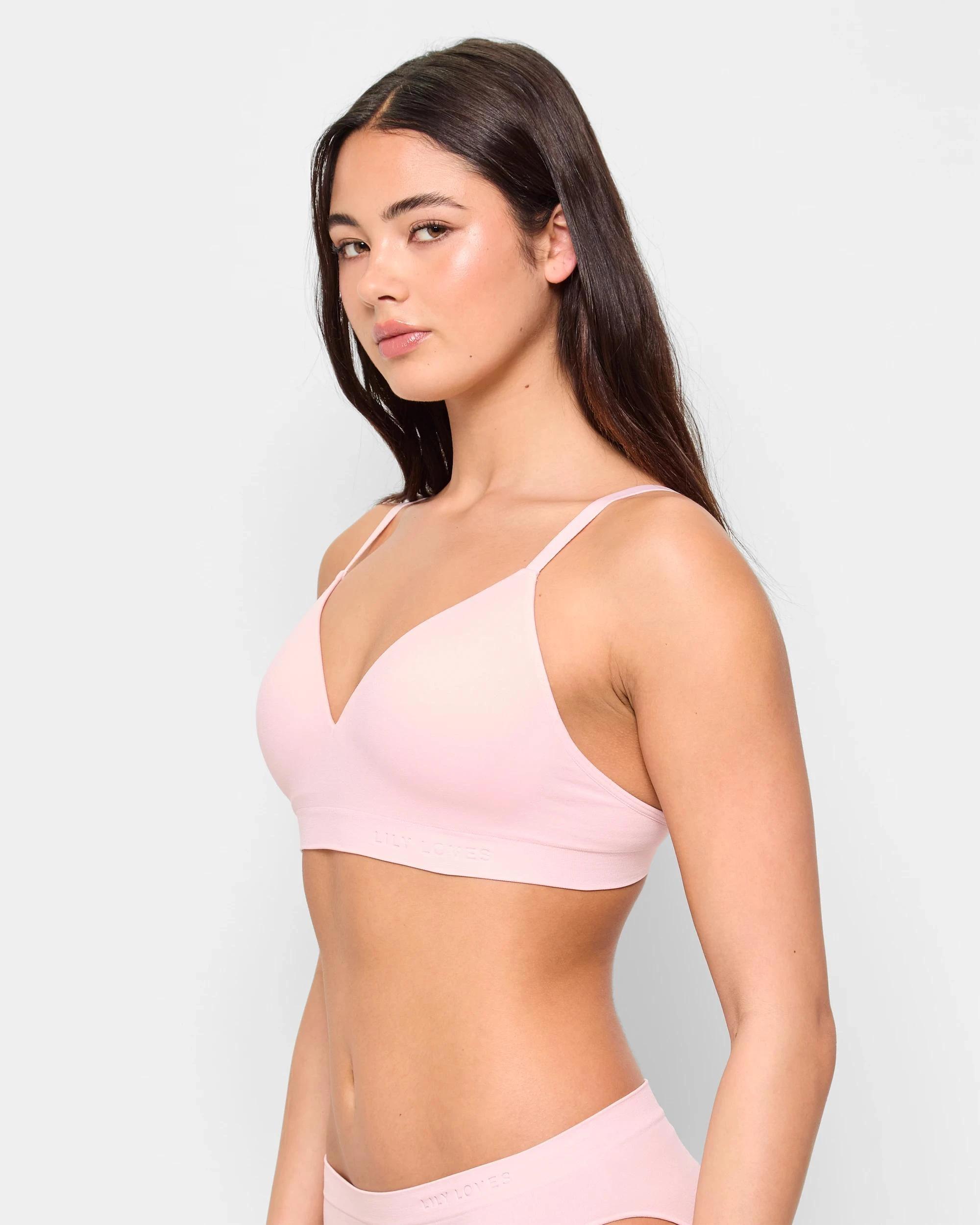 3 Lily Loves Seamfree Embossed Wirefree T-Shirt Crop Bra CAMEO PINK, 3 of 4