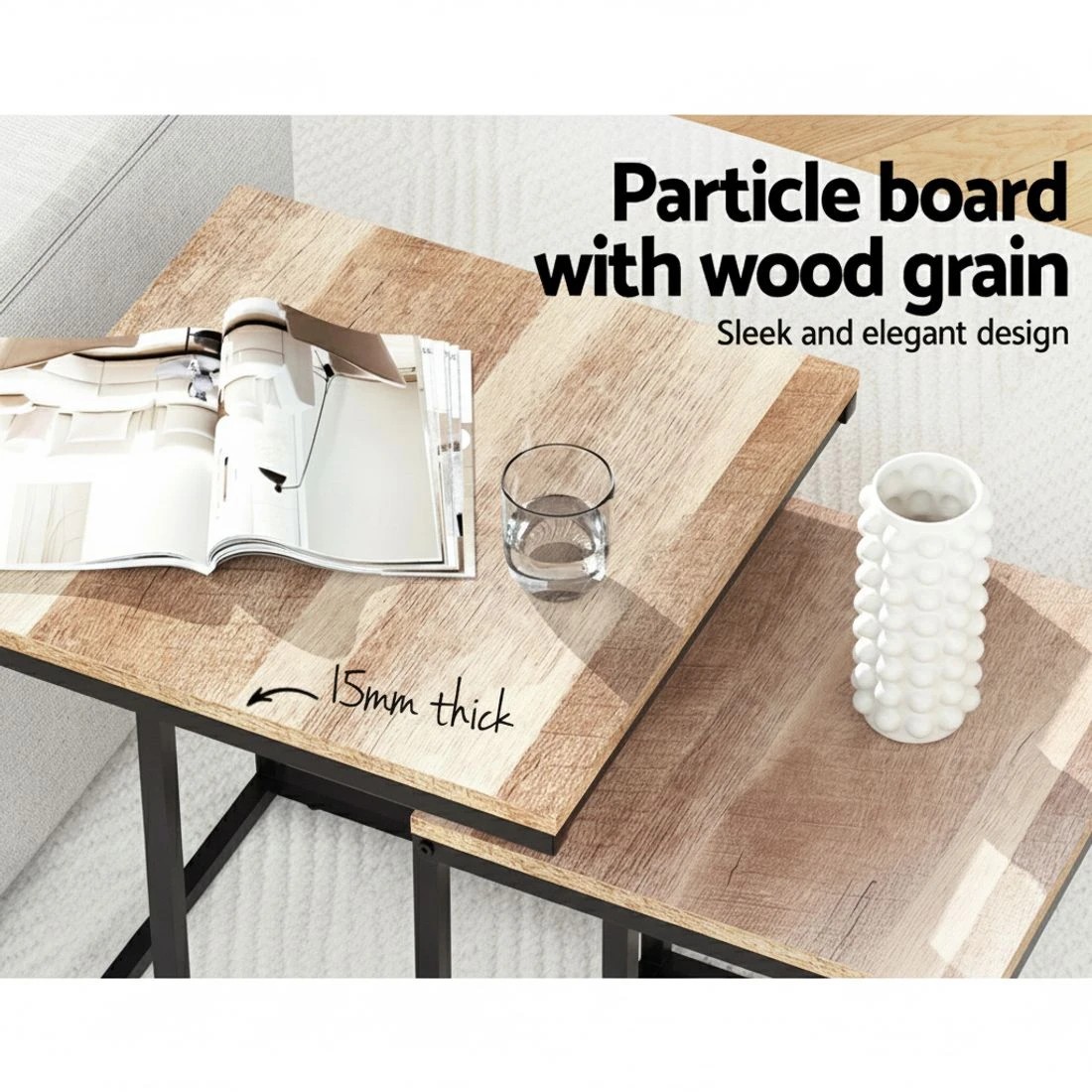 5 Artiss Nesting Coffee Table Sef of 2 Walnut Brok - Multi, 5 of 5