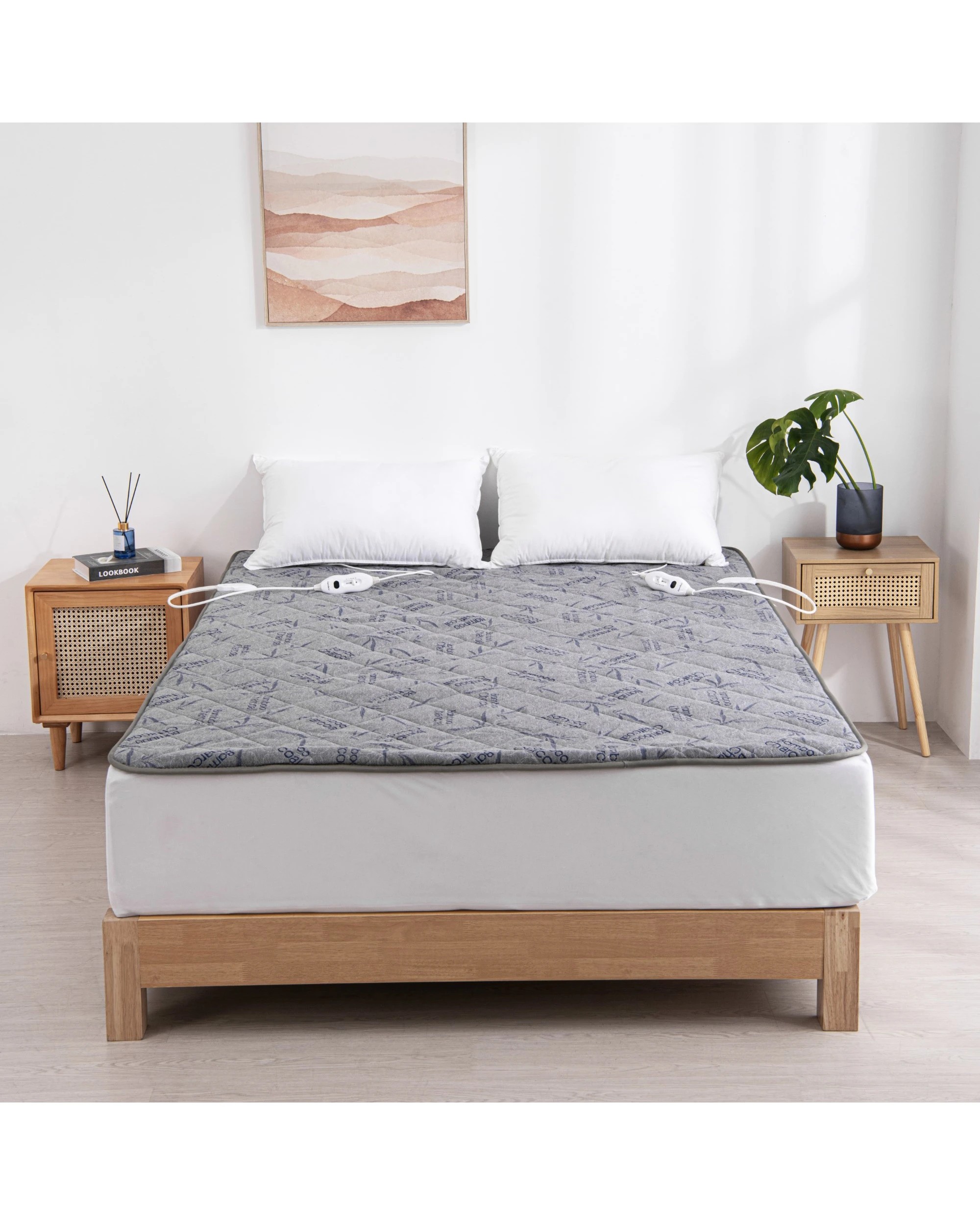 1 Dreamaker Bamboo Charcoal Quilted Electric Blanket - King Bed - Grey, 1 of 7