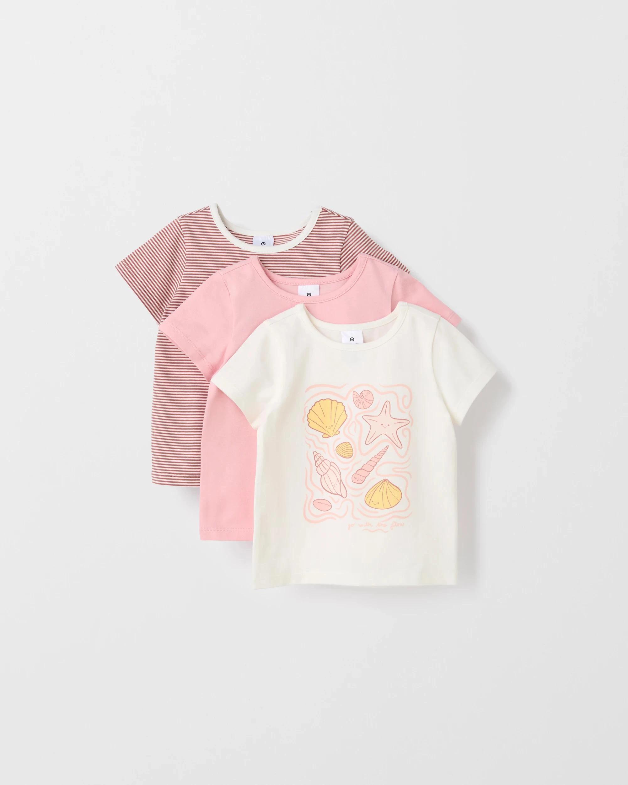 1 Target Baby Baby Organic Cotton Print Short Sleeve T-shirts 3 Pack SHELL, 1 of 5