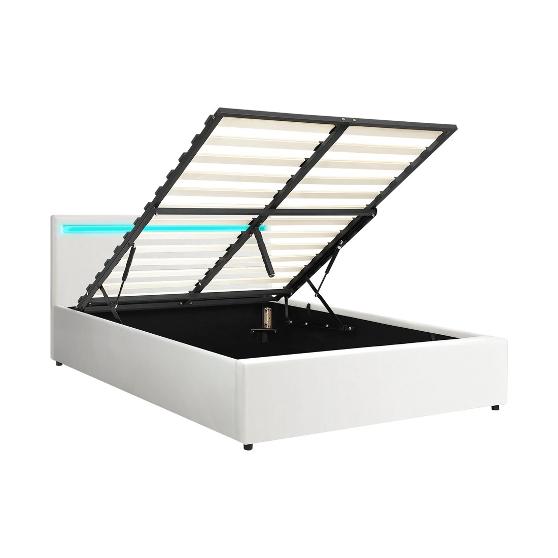 7 Oikiture Double Rgb Led Bed Frame Gas Lift Beds With Storage Base
 - White, 7 of 10
