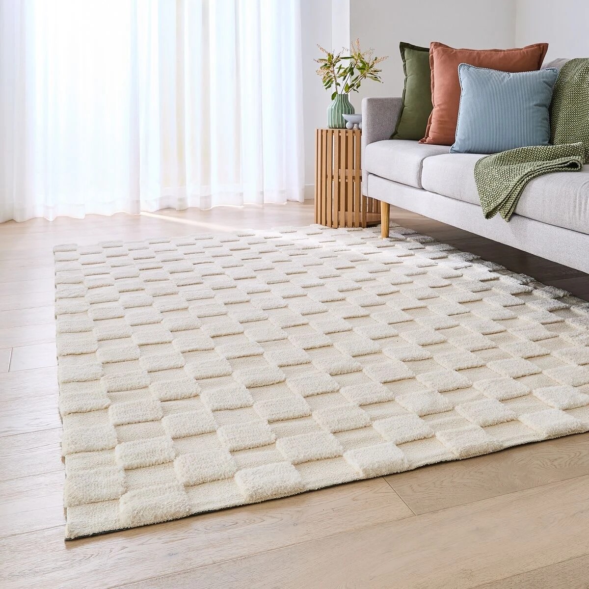 1 Check Rug - Natural, Large - 235cm x 160cm, 1 of 7