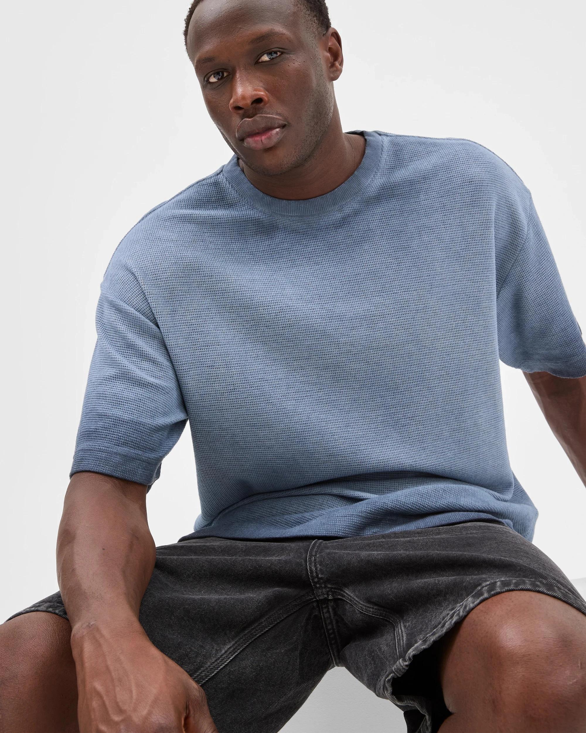 6 Australian Cotton Blend Waffle T-Shirt - Commons NAVY BLAZER, 6 of 6