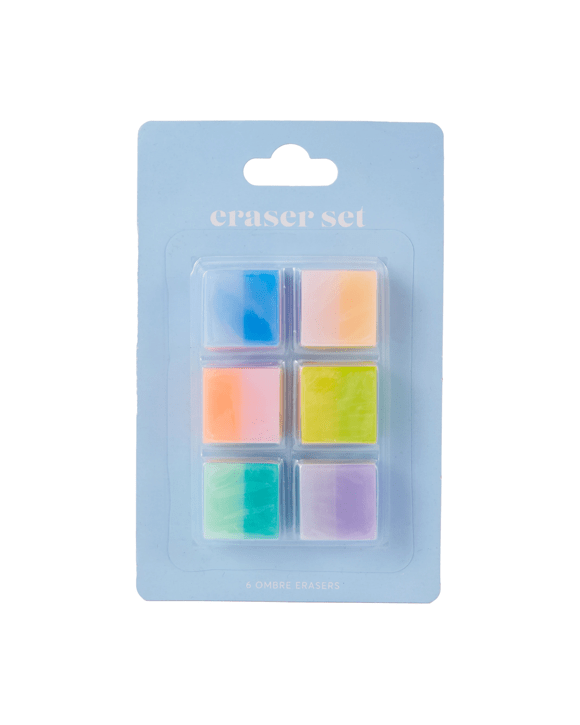 6 Pack Eraser Set - Ombre