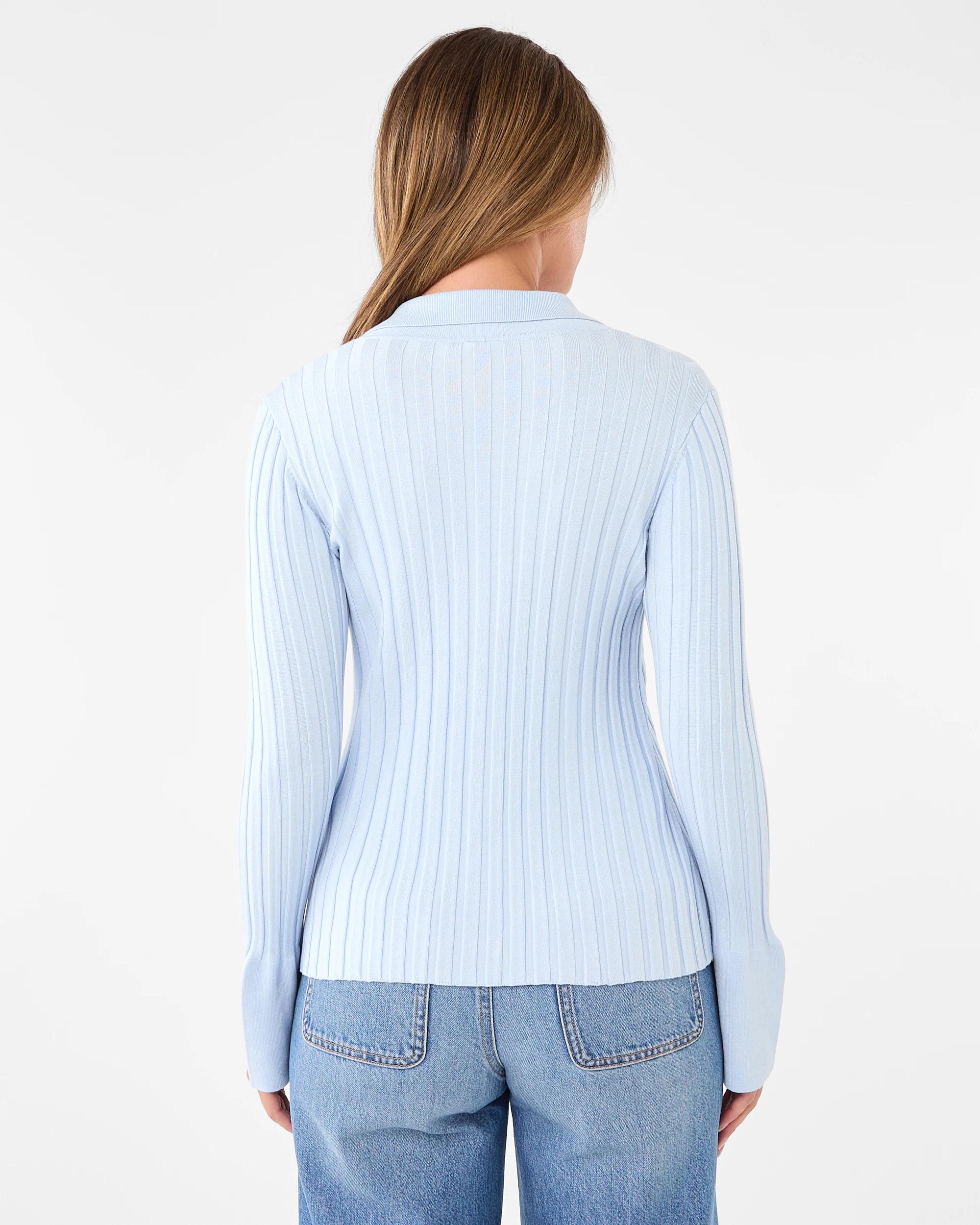 3 Long Sleeve Button Through Polo Shirt Powd Blue, 3 of 7