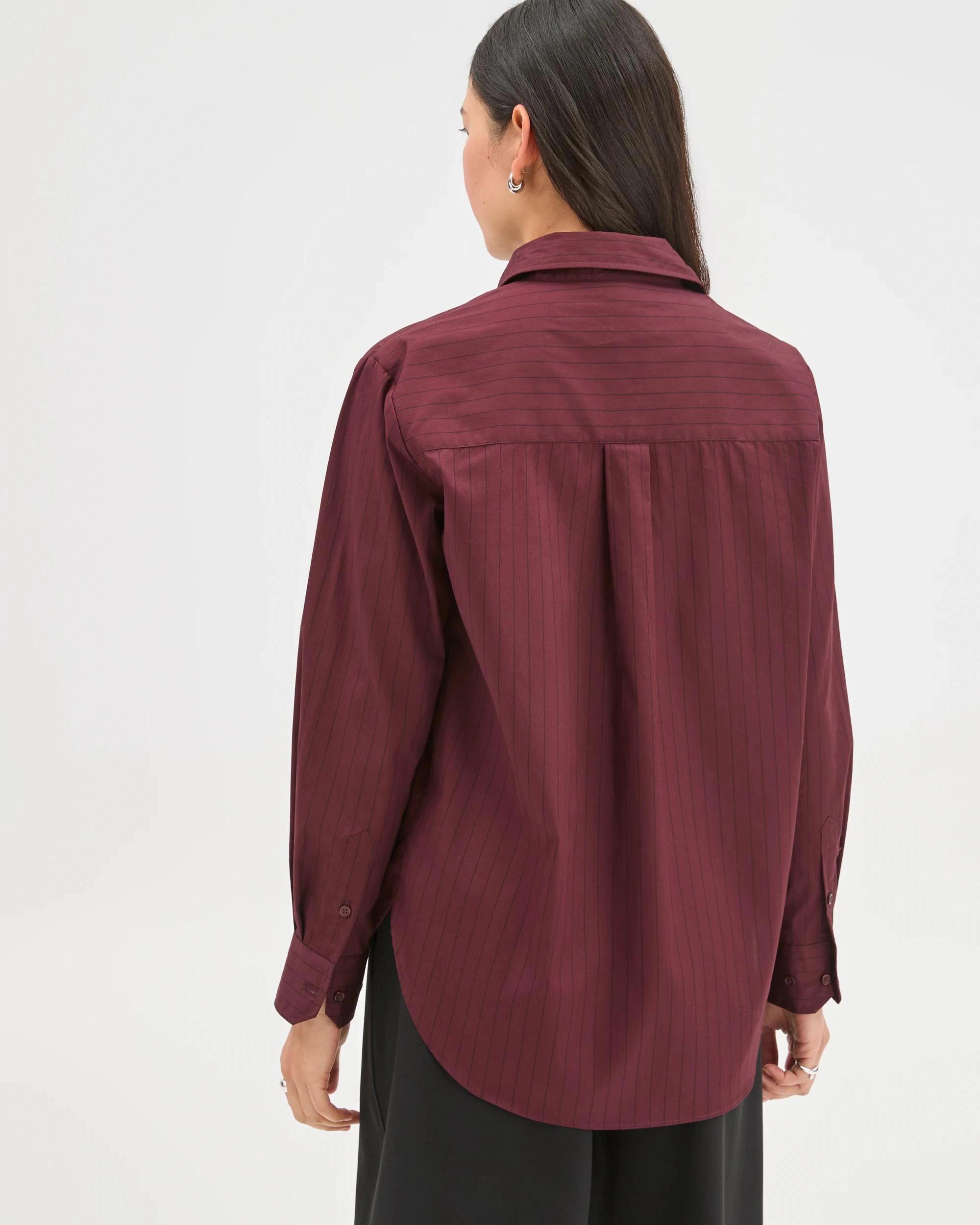 8 Preview Australian Cotton Poplin Shirt PINOT BURGUNDY, 8 of 8