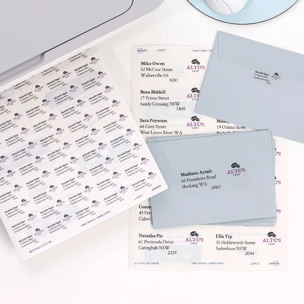 3 Avery 14UP Laser Address Labels Clear 25 Sheets, 3 of 5