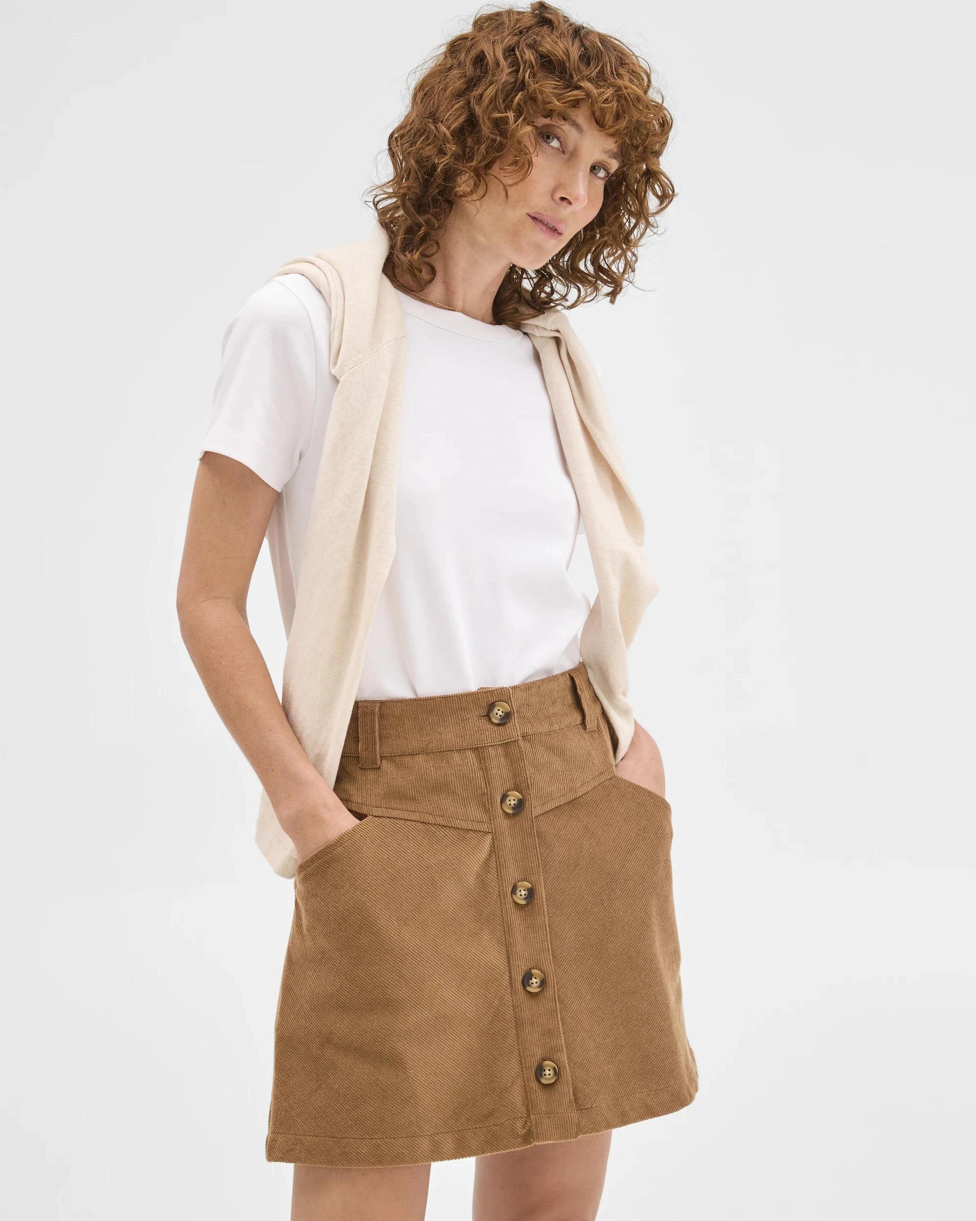 3 Target Woman Cord Button Front Mini Skirt PARTRIDGE, 3 of 6