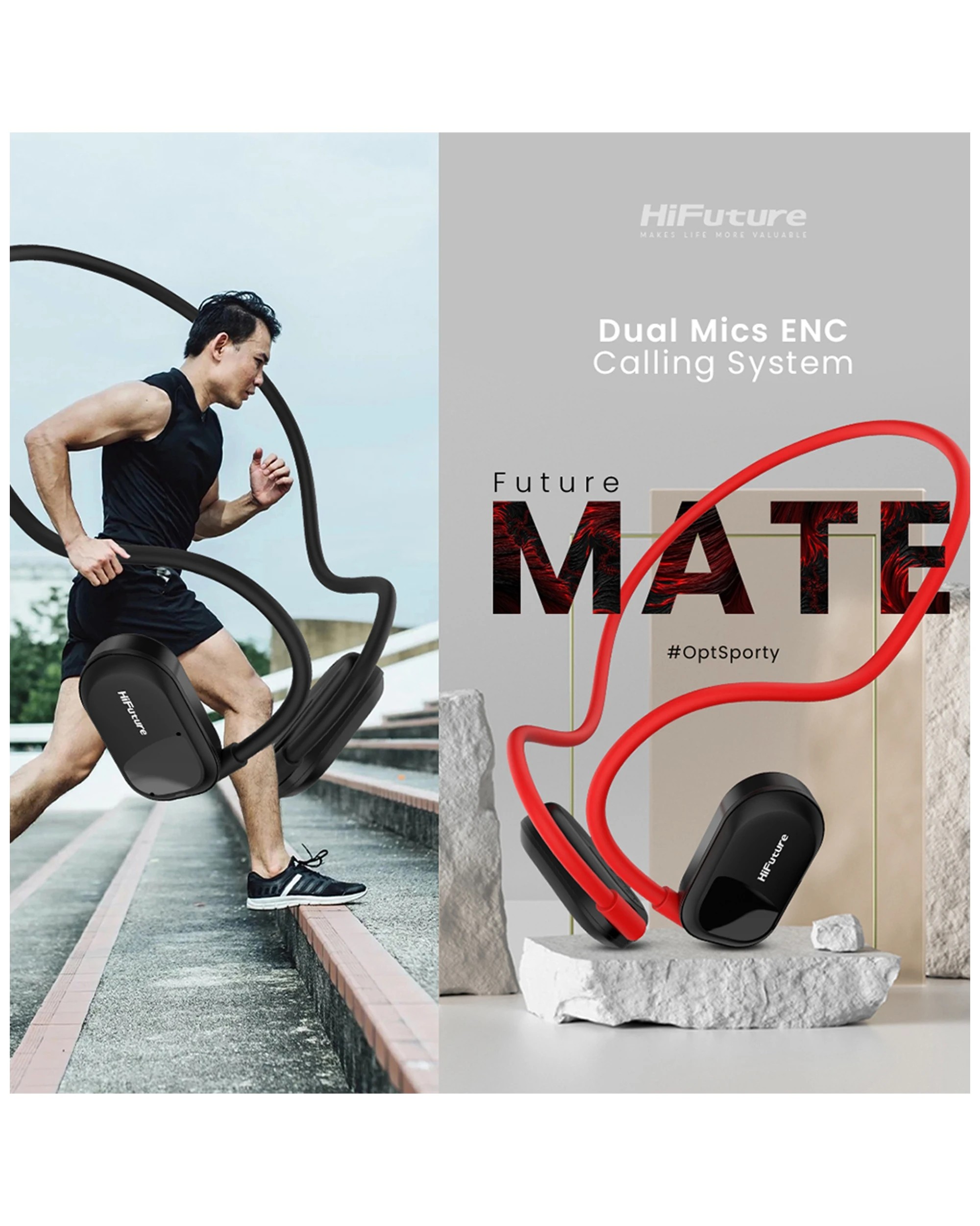 2 Hifuture Futuremate Open Ear Wireless Headphones Dual Mic Black Ipx5 Waterproof Bluetooth5.3 - Black, 2 of 10