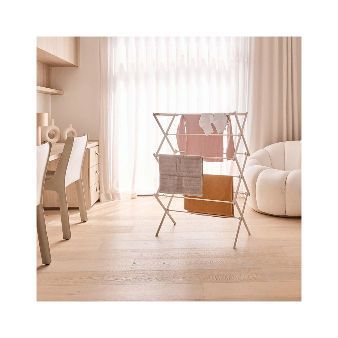 6 Hills 8M Concertina Flat Folded Compact Clothes Airer - Powdercoated Steel
 - plain, 6 of 8