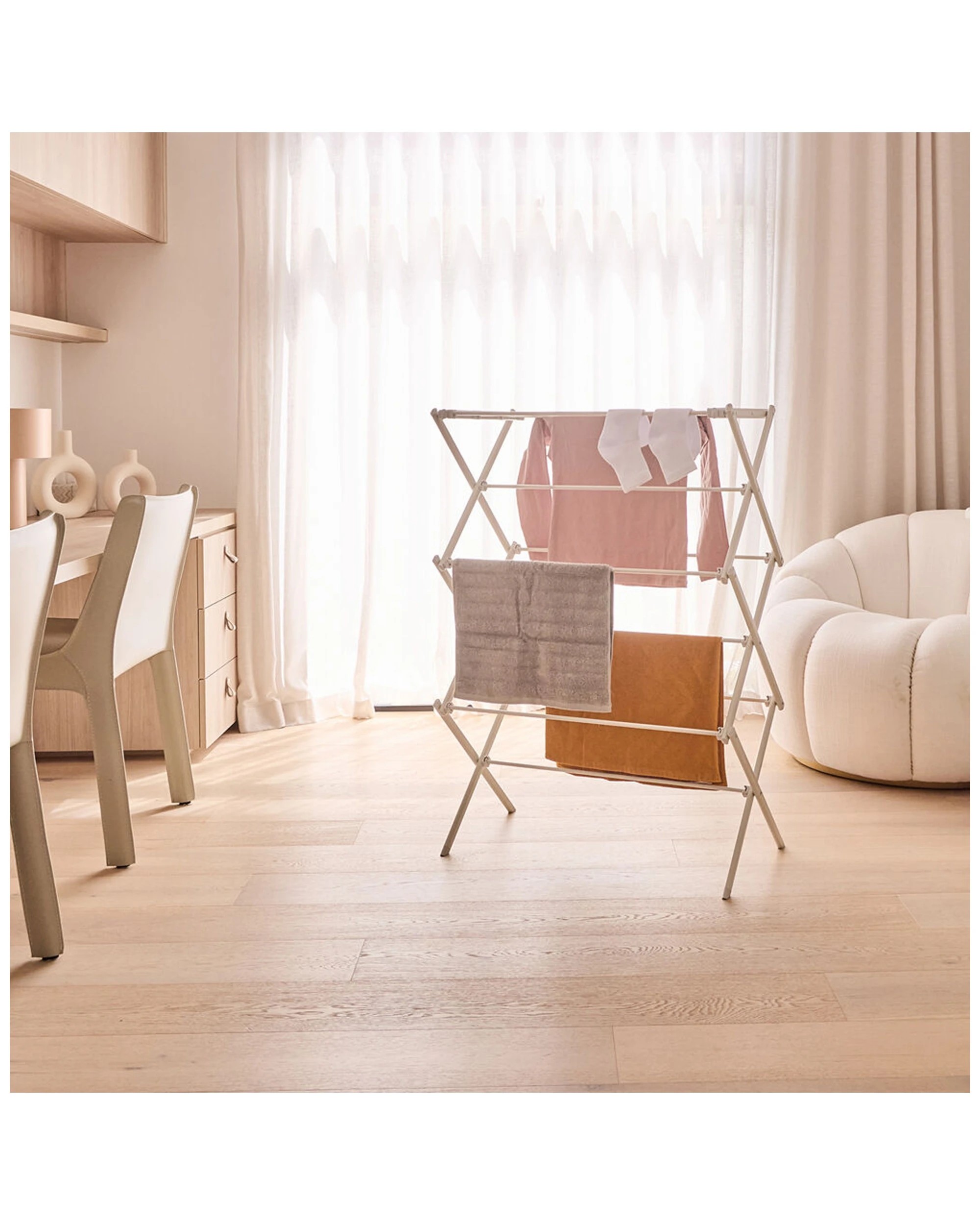 6 Hills 8M Concertina Flat Folded Compact Clothes Airer - Powdercoated Steel
 - plain, 6 of 9