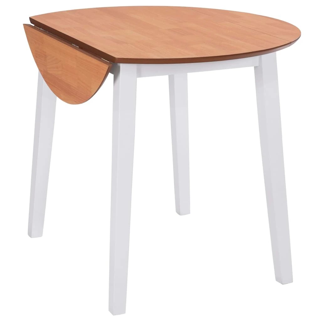 3 Vidaxl Drop-leaf Dining Table Round Mdf - White, 3 of 7