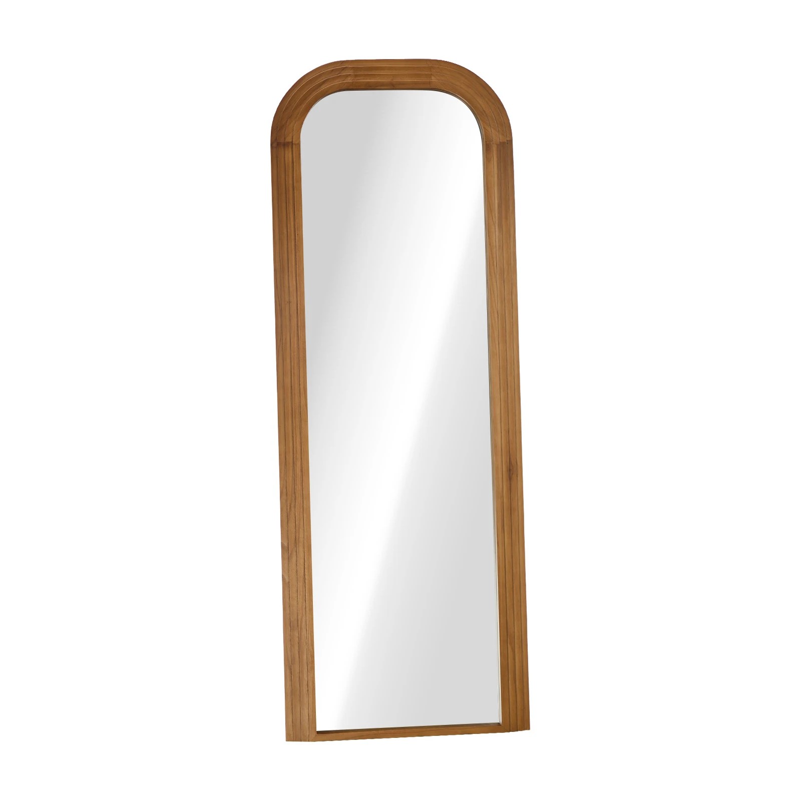 1 Oikiture Full Length Arch Mirror 165x60cm Wood Top Rounded Corner Bedroom - Brown, 1 of 10