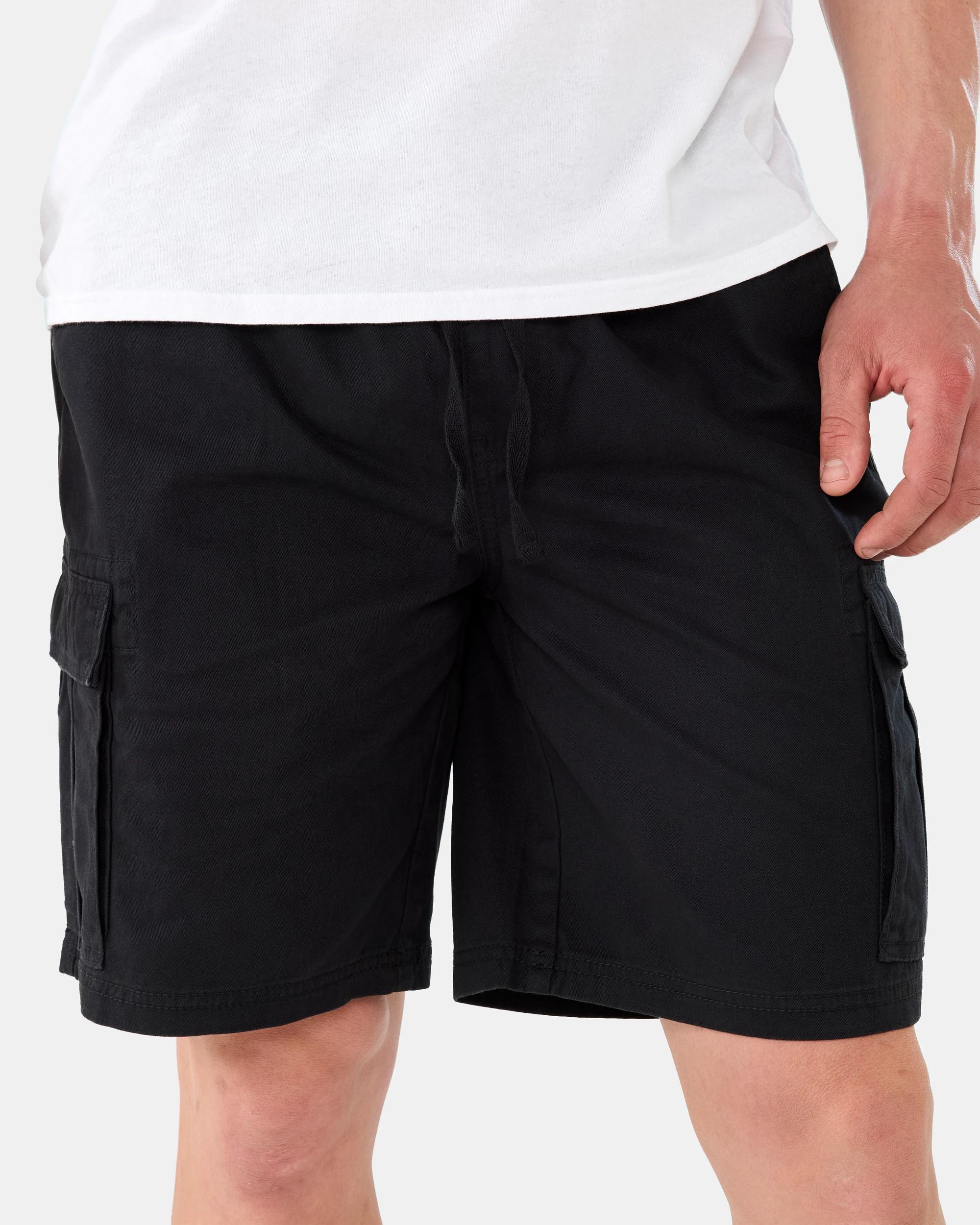 2 Elastic Waist Cargo Shorts Black, 2 of 7