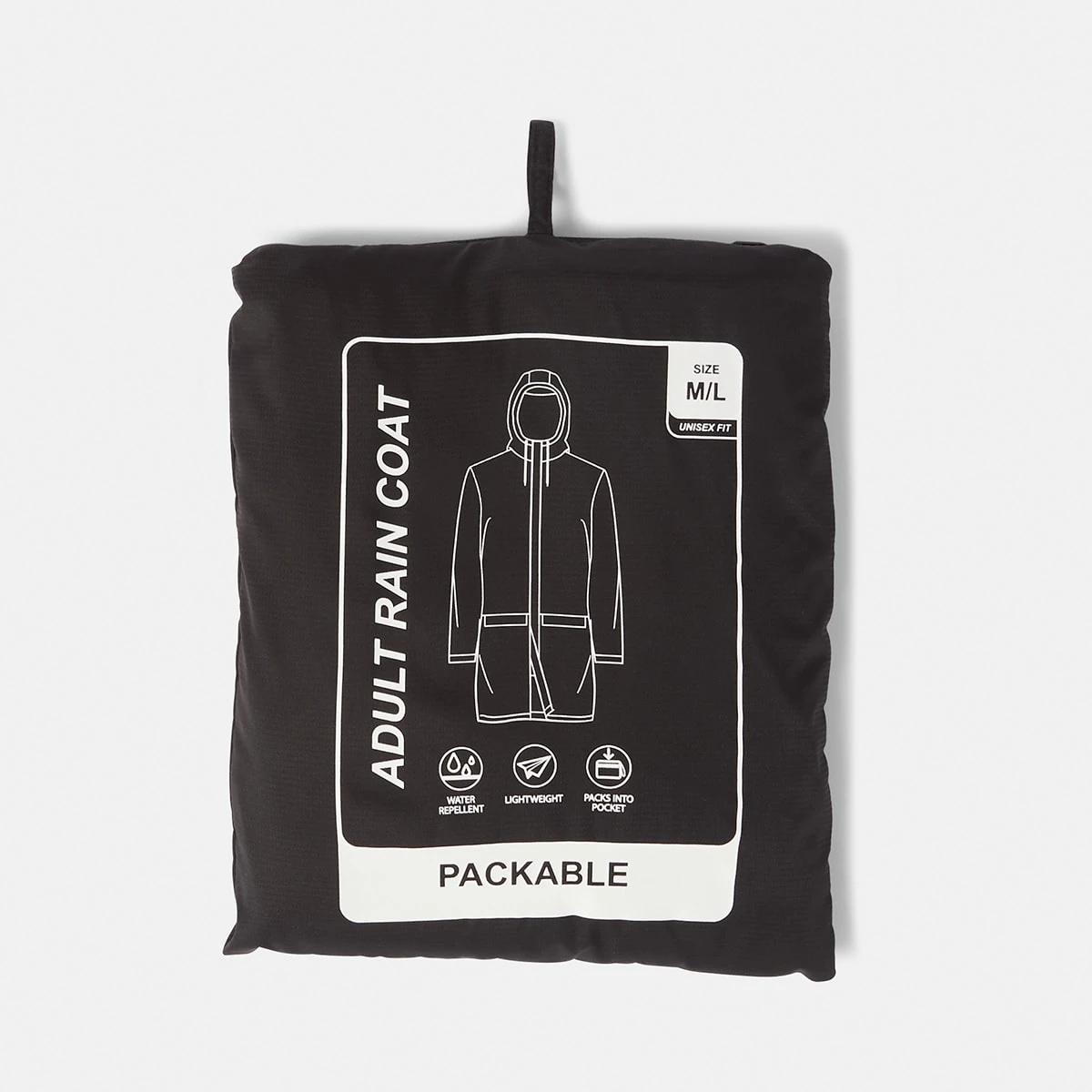 2 Active Unisex Packable Raincoat BLACK, 2 of 10