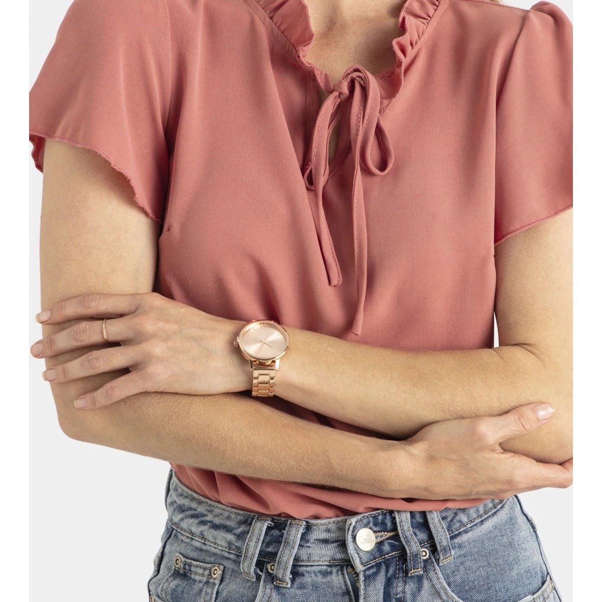 6 Womens Round Metal Link Band Watch - Rose Gold Tone, 6 of 7