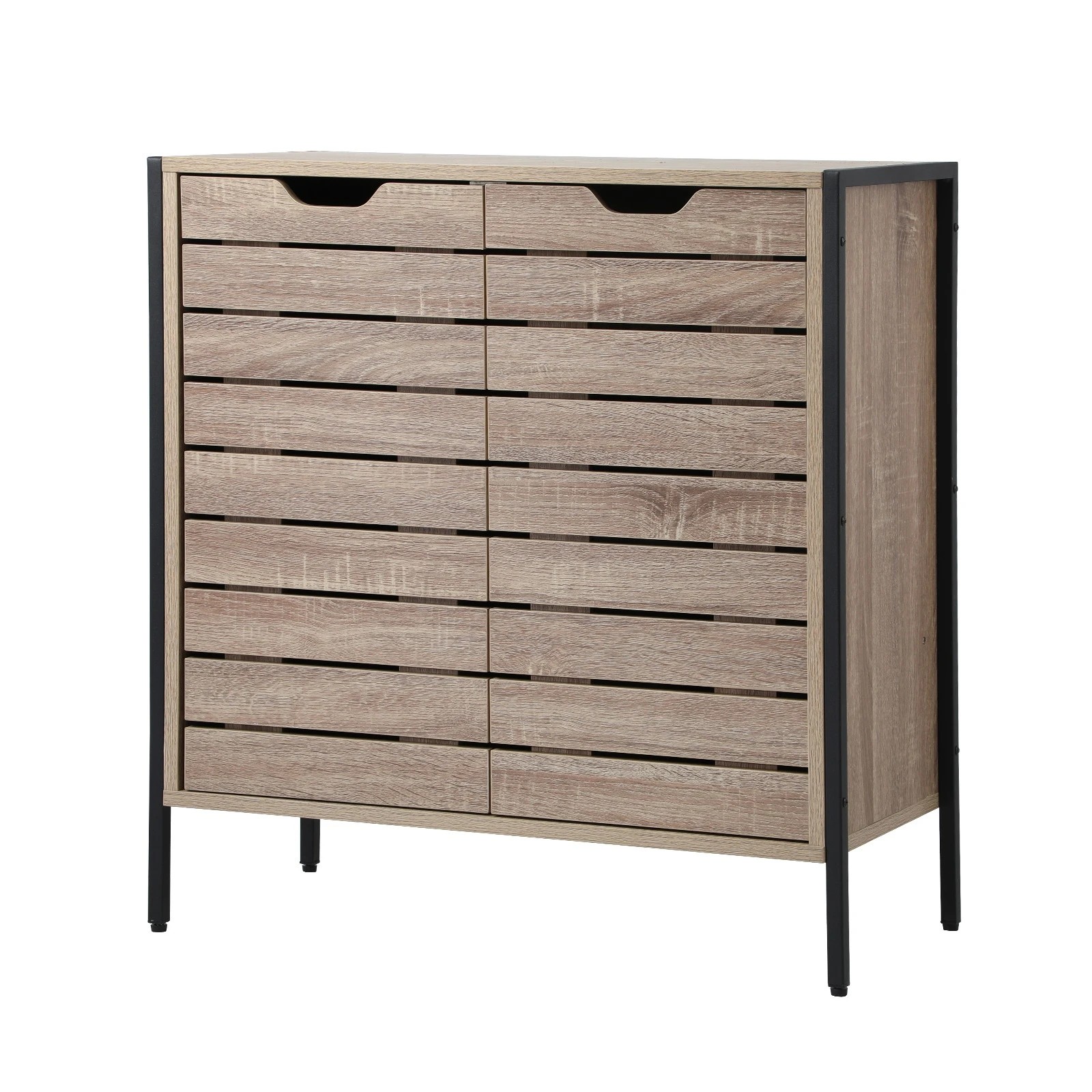 1 Oikiture Shoe Rack Shoes Storage Cabinet Organiser Shelf 2 Doors
 - Natural, 1 of 10