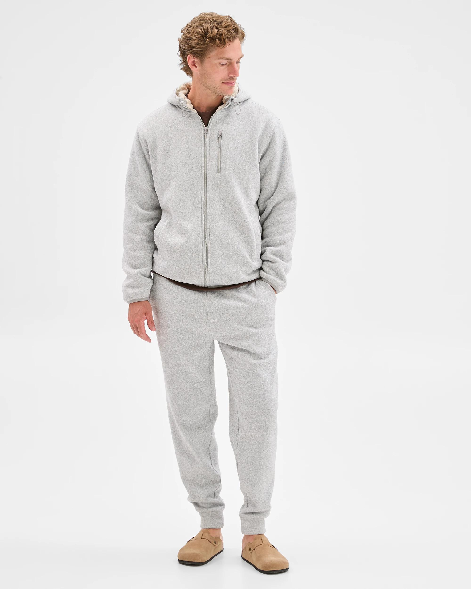 2 Target Man Teddy Lined Zip Through Fleece Hoodie GREY MARLE, 2 of 7