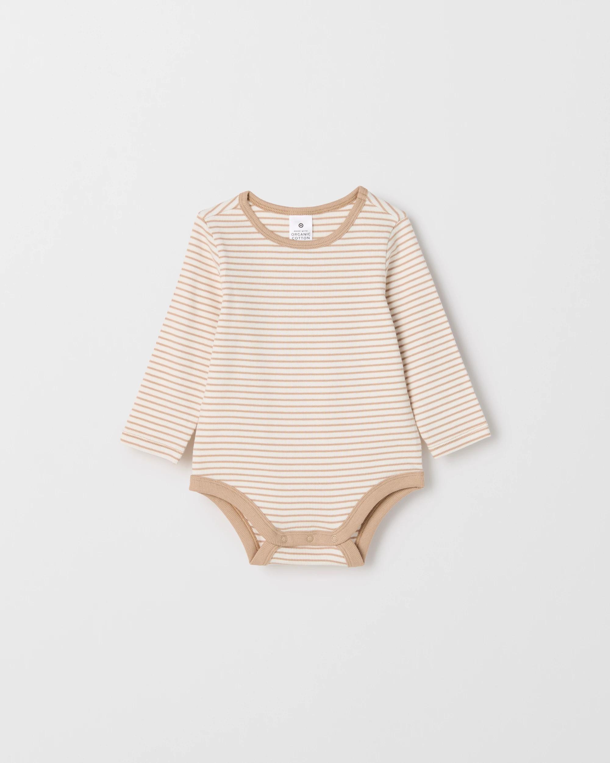 3 Target Baby Baby Organic Cotton 3 Pack Long Sleeve Rib Bodysuit BEARS CLOUD DANCER, 3 of 5