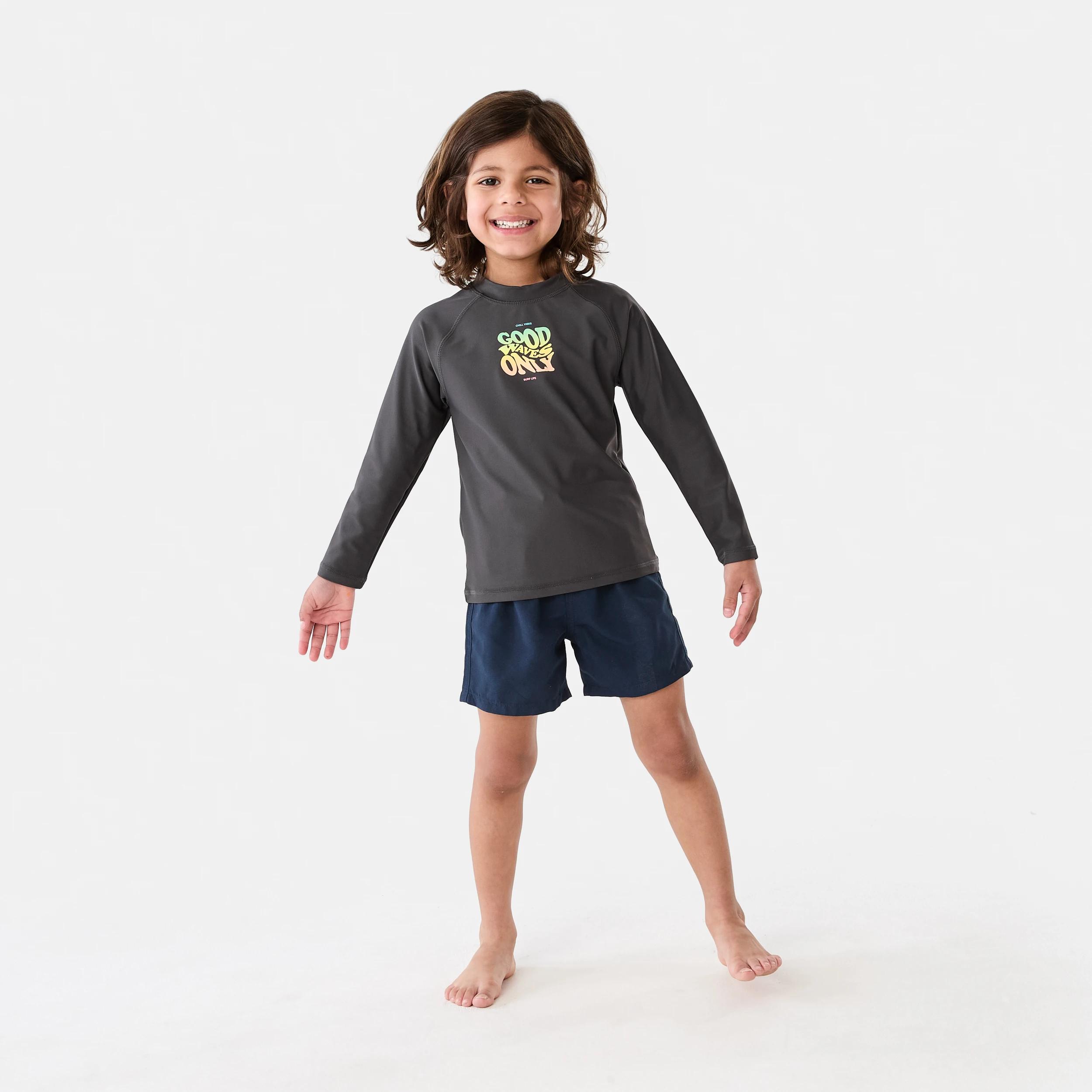 6 Printed Long Sleeve Rash Vest Gry Waves, 6 of 7